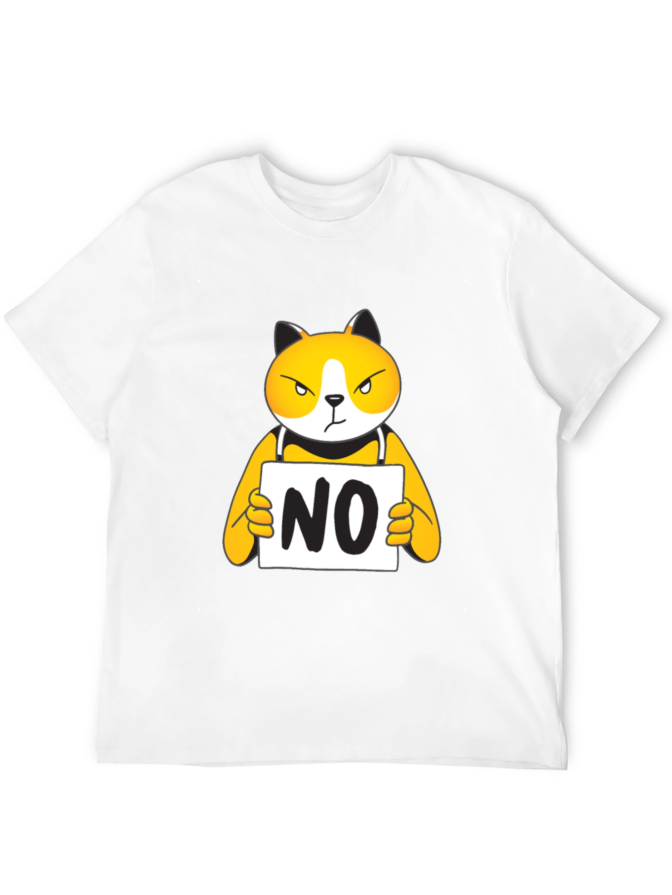 Black Funny 'NO' Cat Graphic T-Shirt view 12