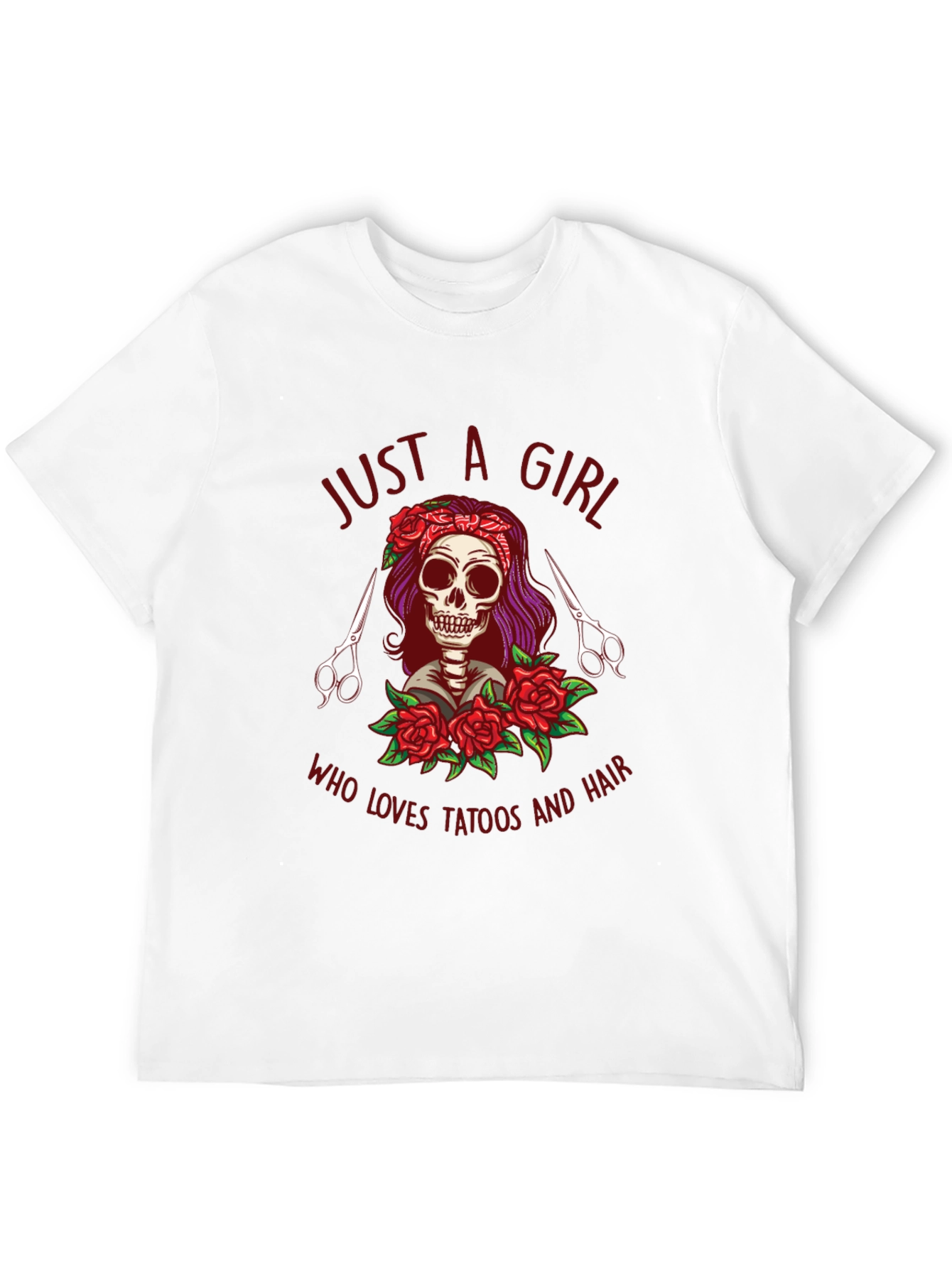 Black Just A Girl Who Loves Tattoos and Hair Graphic Tee view 12