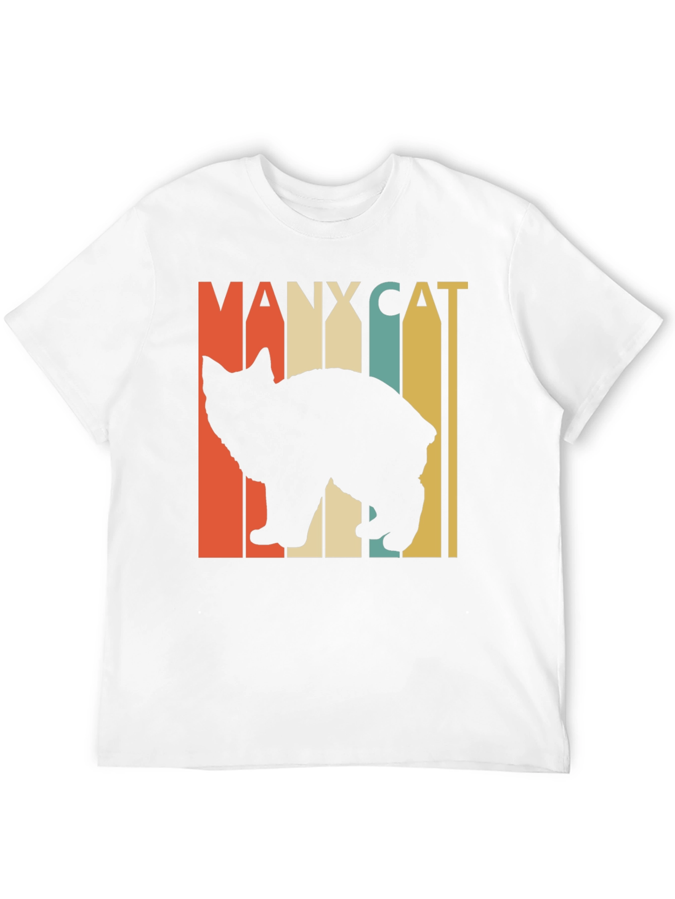 Black Manx Cat Retro Style T-Shirt - Vintage Design view 12