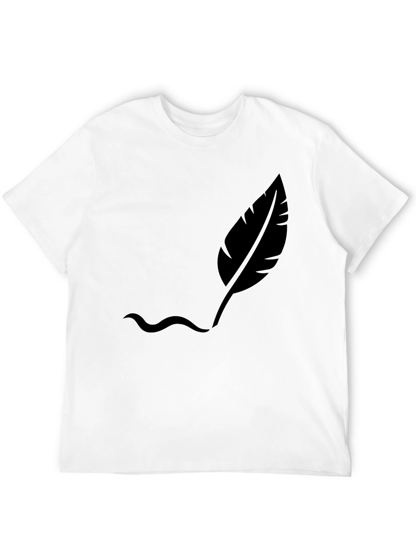 Black Men's Black T-Shirt with Feather Design view 12