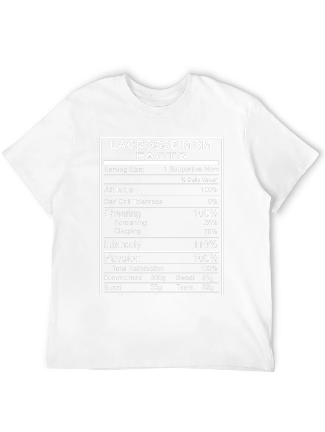 Lacrosse Mom Nutrition Facts T-Shirt - 12