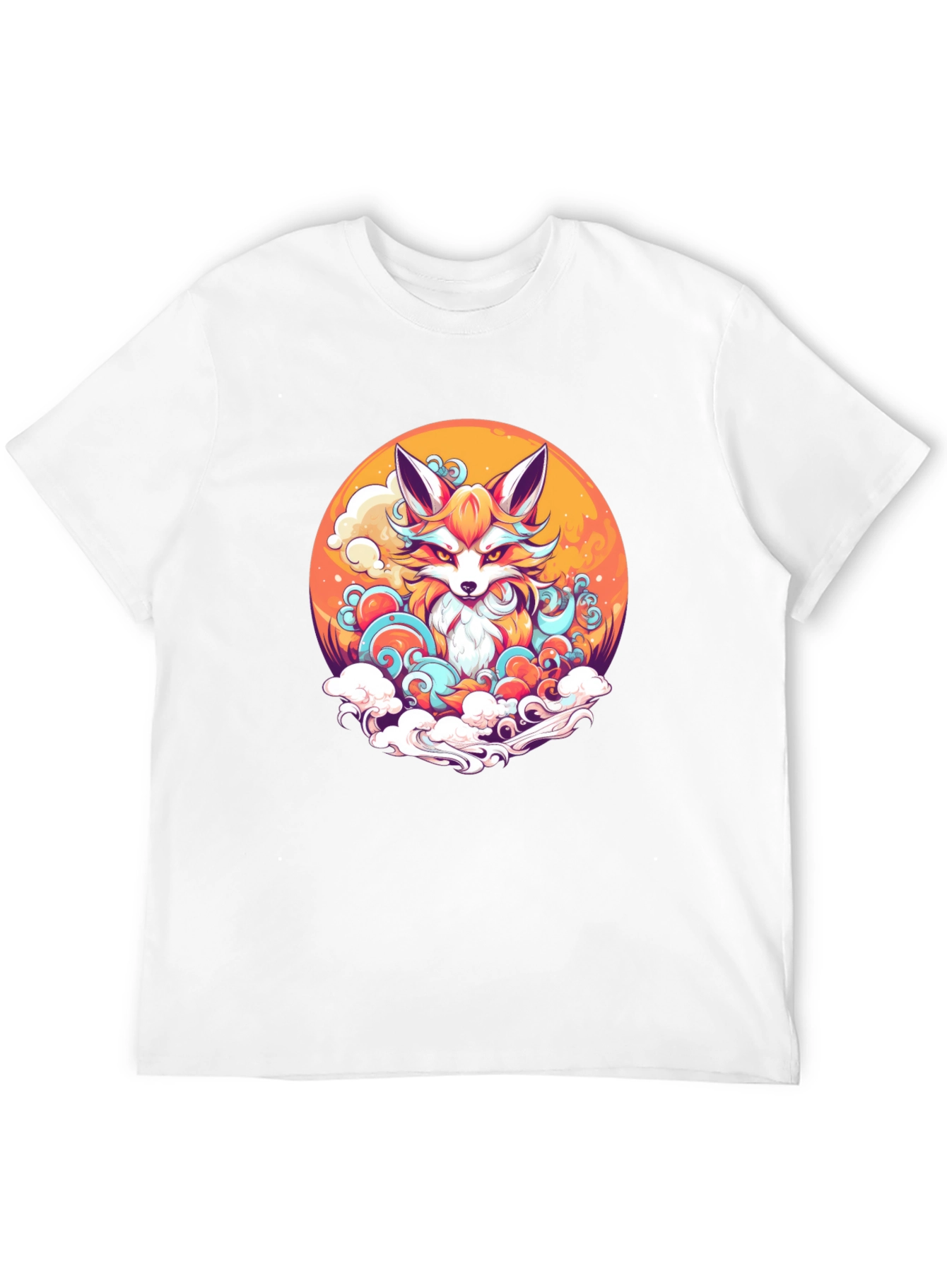 Anime Fox Graphic Black T-Shirt - 12