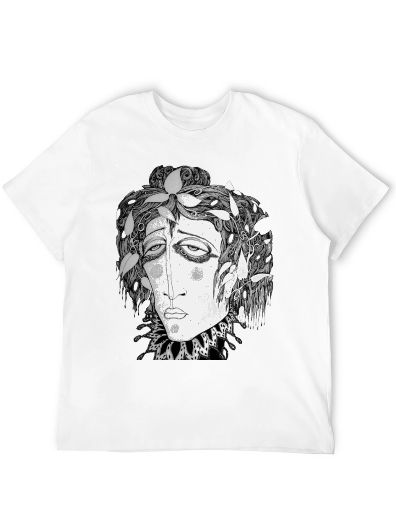 Black Surreal Face Graphic Print Black T-Shirt view 12
