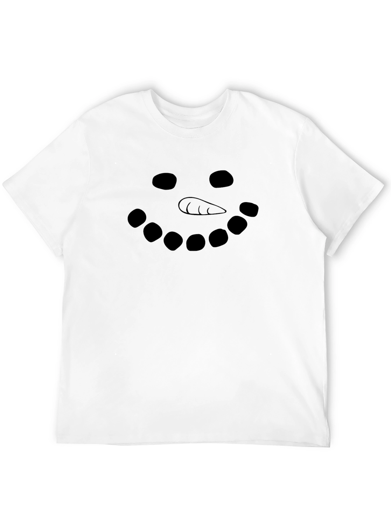 Black Snowman Face Graphic Tee - Black Cotton T-Shirt view 12