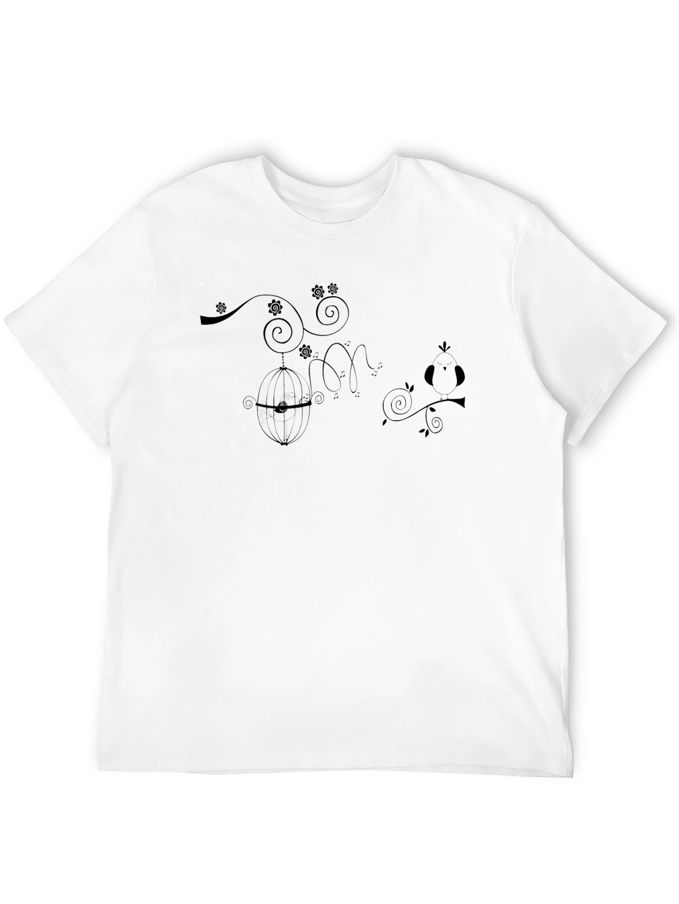 Black Elegant Black T-Shirt with Birdcage Design view 12