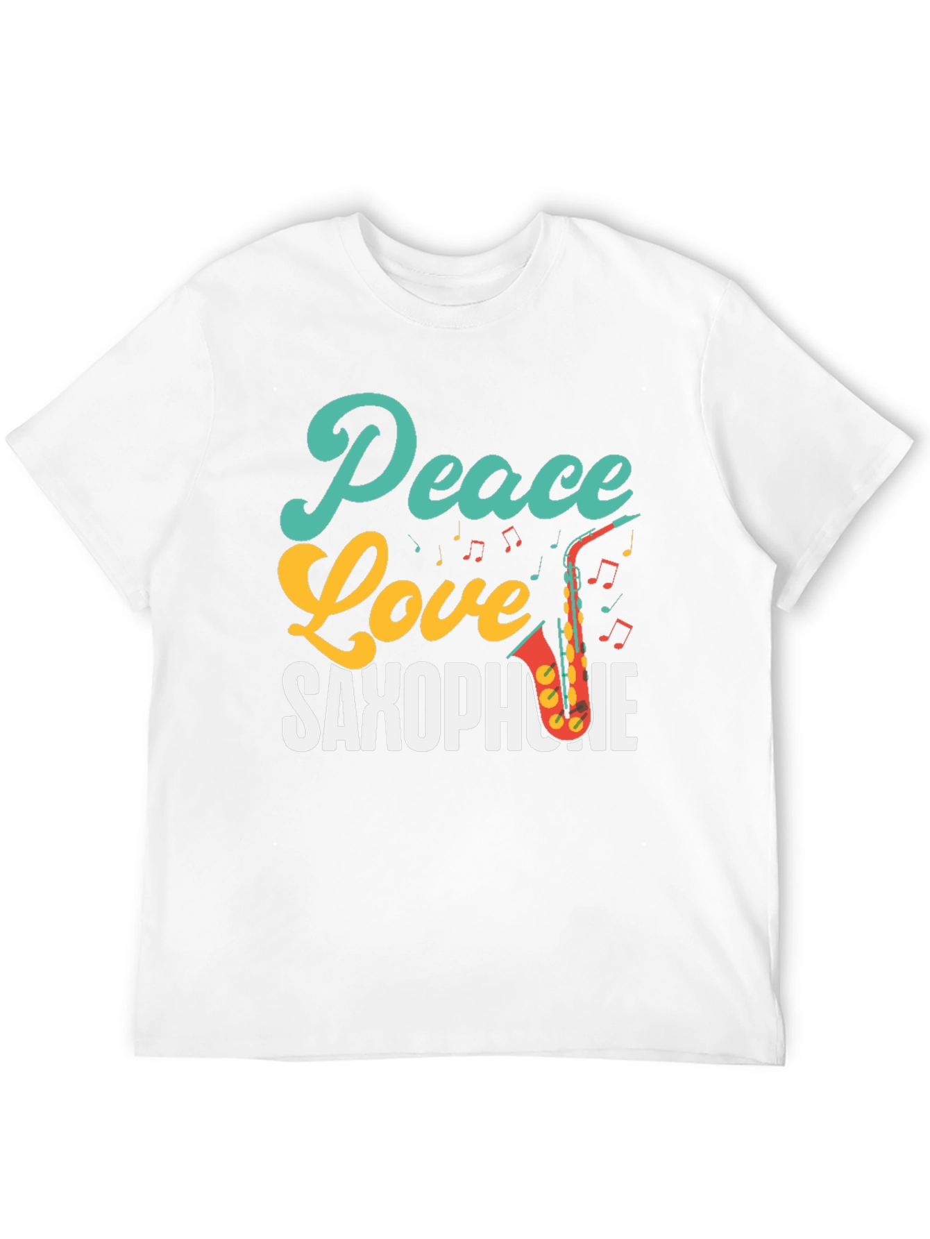 Black Peace Love Saxophone T-Shirt - Music Lover Tee view 12