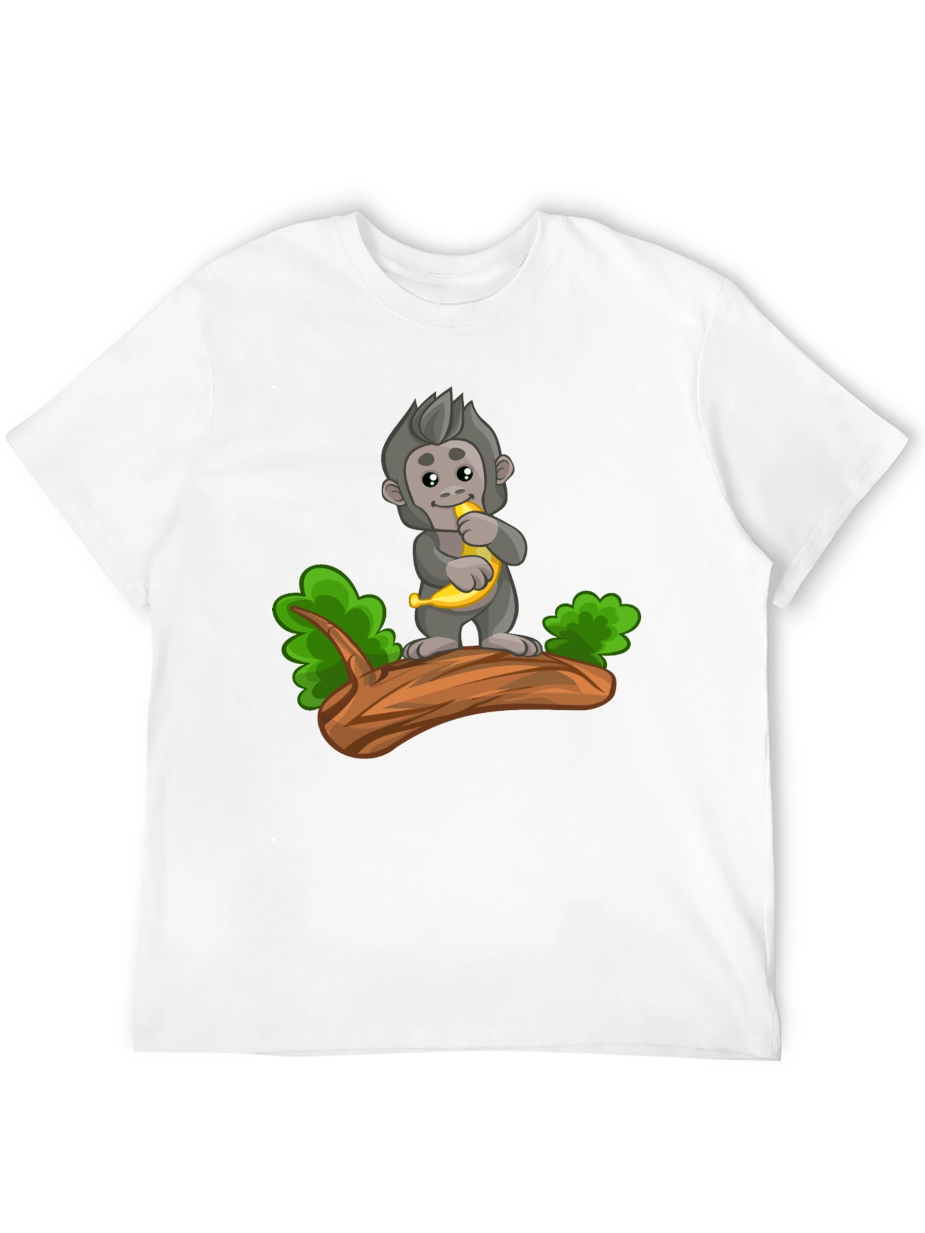 Black Monkey Banana Cartoon Black T-Shirt view 12