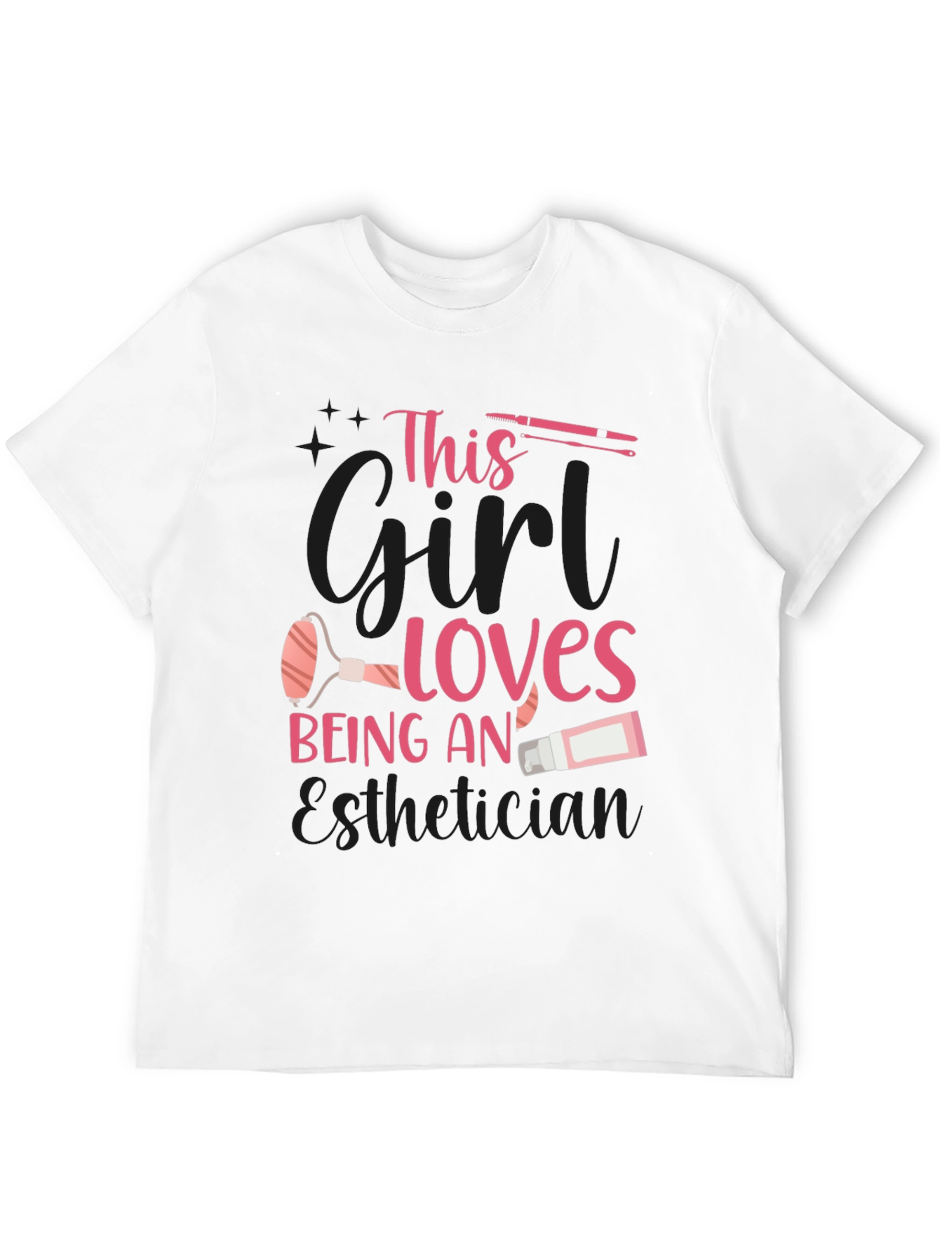 Black Esthetician T-Shirt: "This Girl Loves Being An Esthetician" view 12