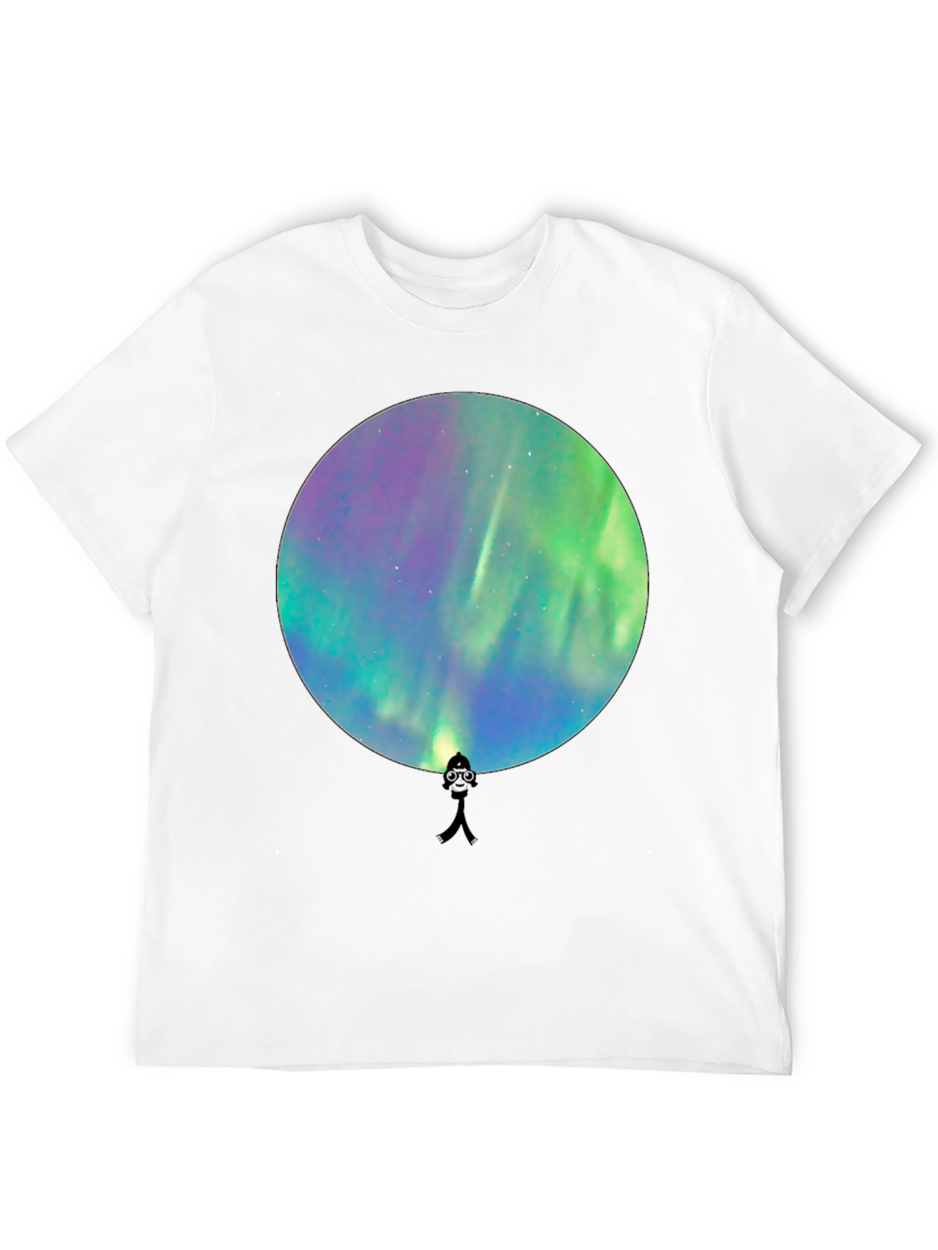 Black Aurora Borealis Silhouette Graphic T-Shirt view 12