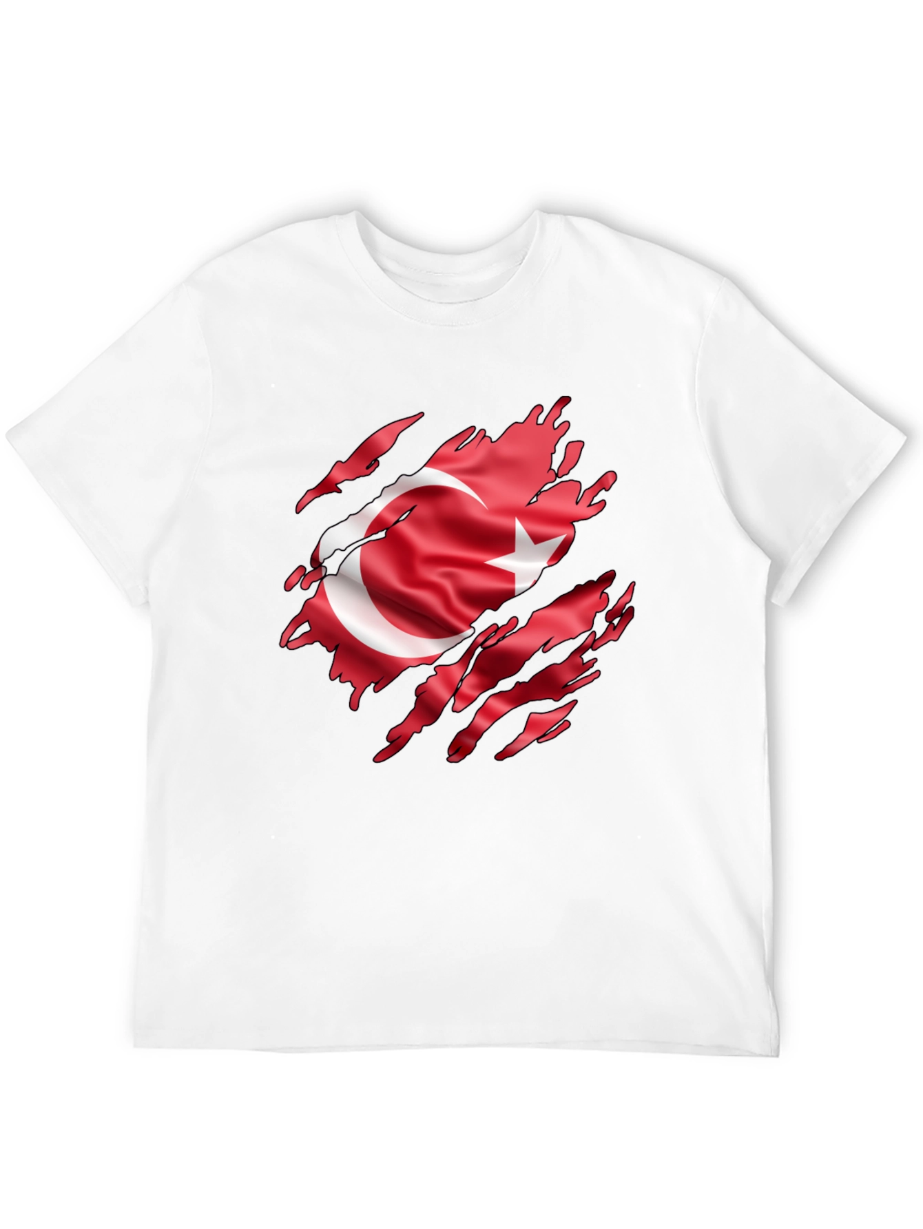 Black Men's Black T-Shirt with Turkey Flag Graphic view 12