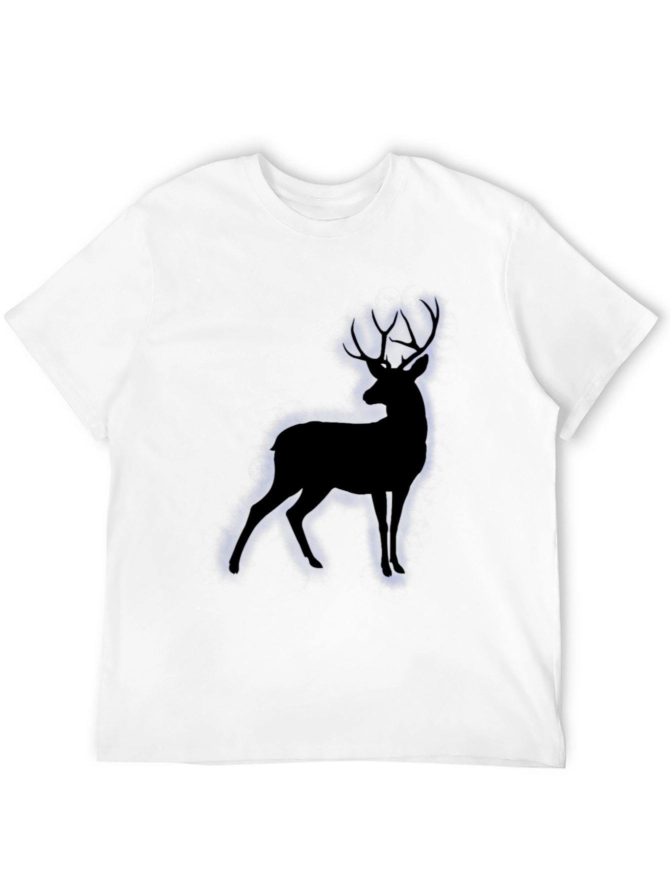 Black Men's Black T-Shirt with Deer Silhouette view 12