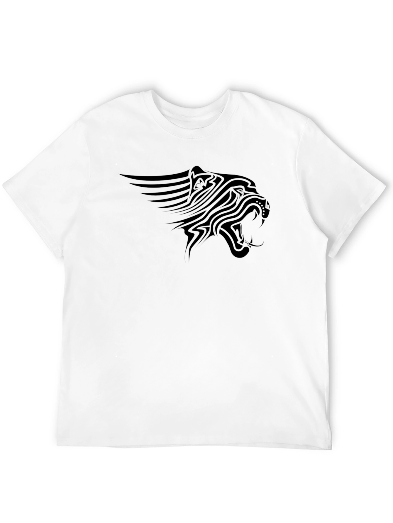 Black Black T-Shirt with Tribal Lion Graphic view 12
