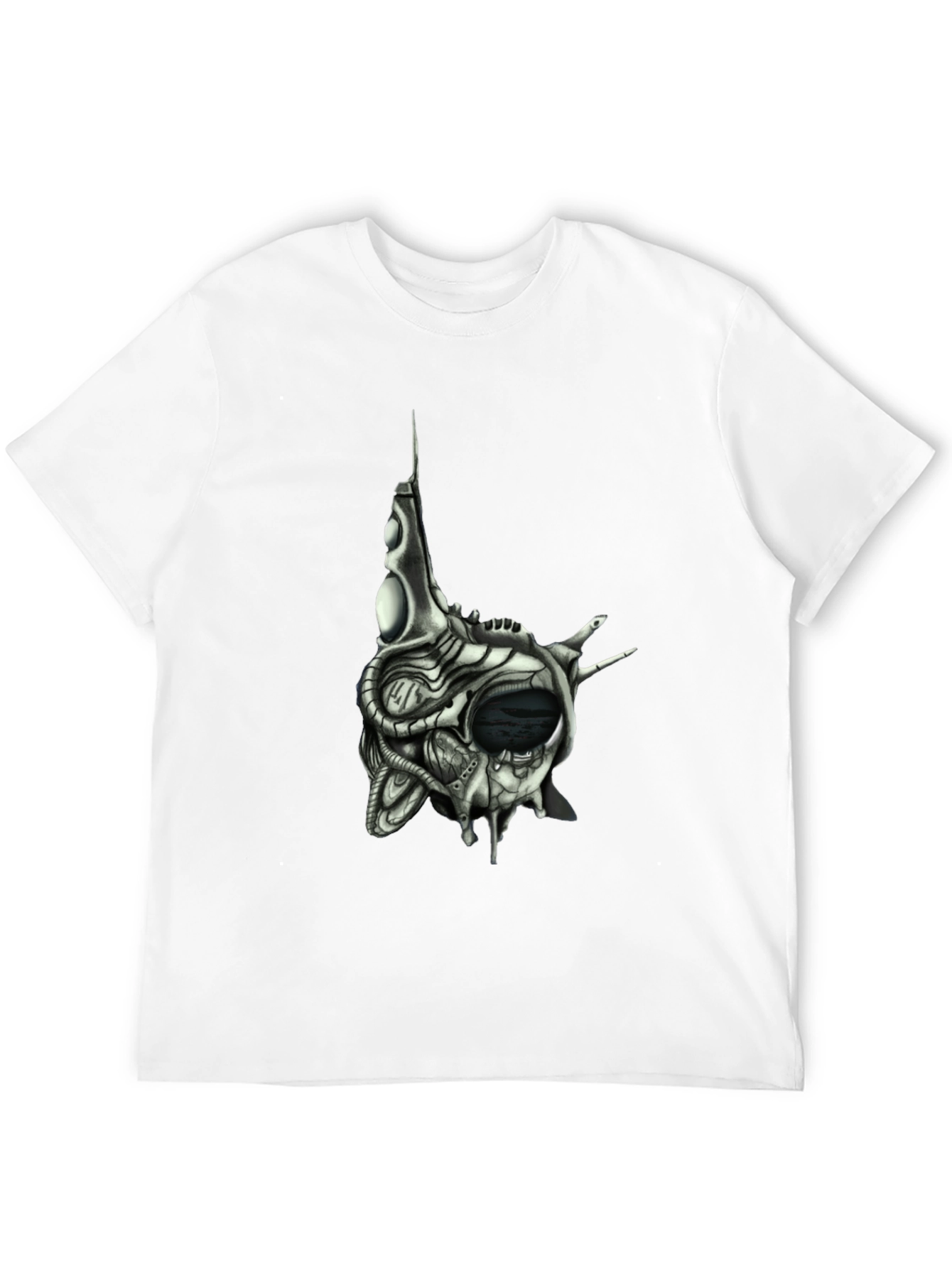 Black Cybernetic Skull T-Shirt - Dark Sci-Fi Style view 12