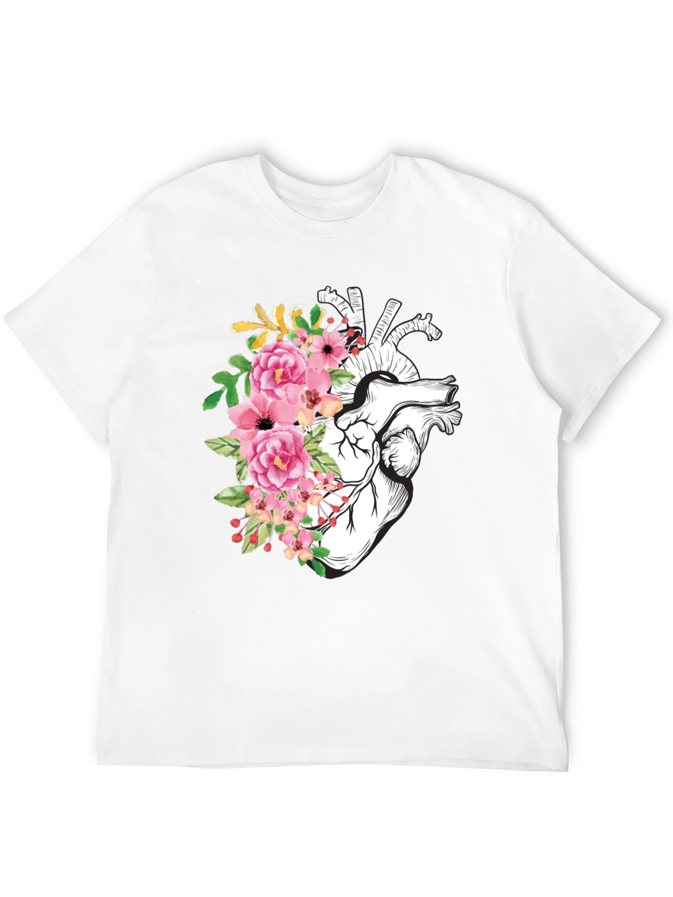 Black Floral Heart Graphic Tee - Anatomical Style view 12