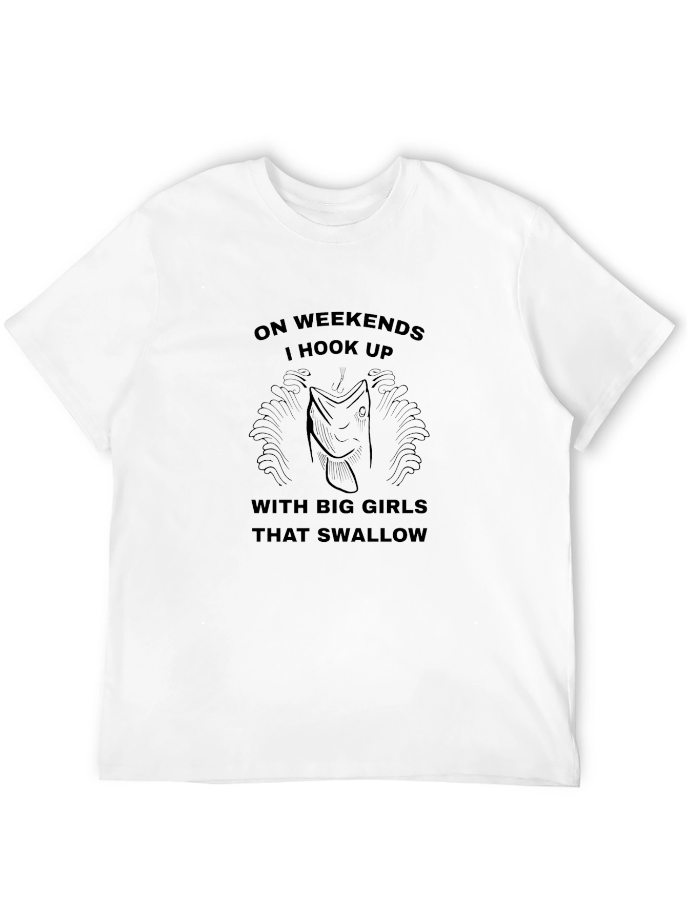 Black On Weekends I Hook Up Fishing Graphic Tee view 12