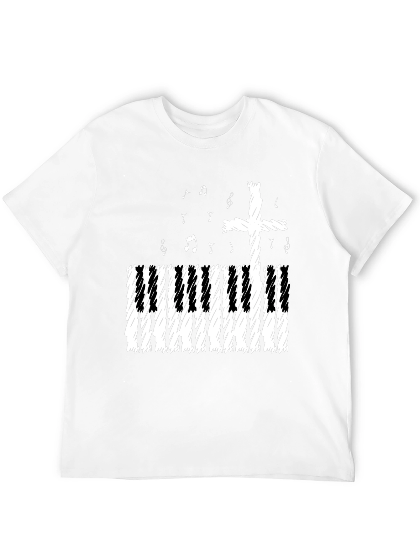 Black Musical Cross T-Shirt - Christian Piano Music Tee view 12