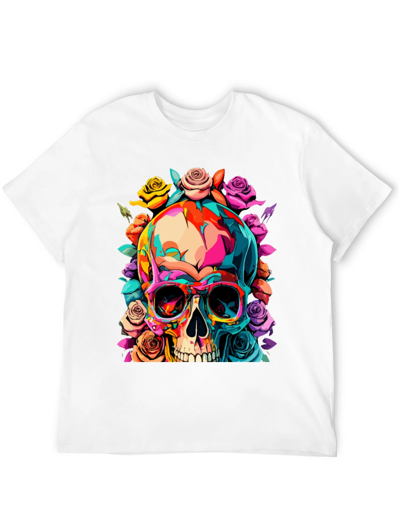 Black Skull & Roses Graphic Tee view 12