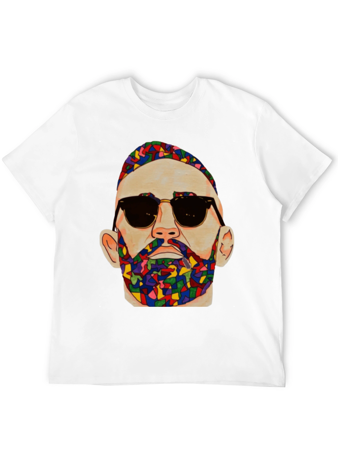 Black Unique Mosaic Man Graphic Print T-Shirt view 12