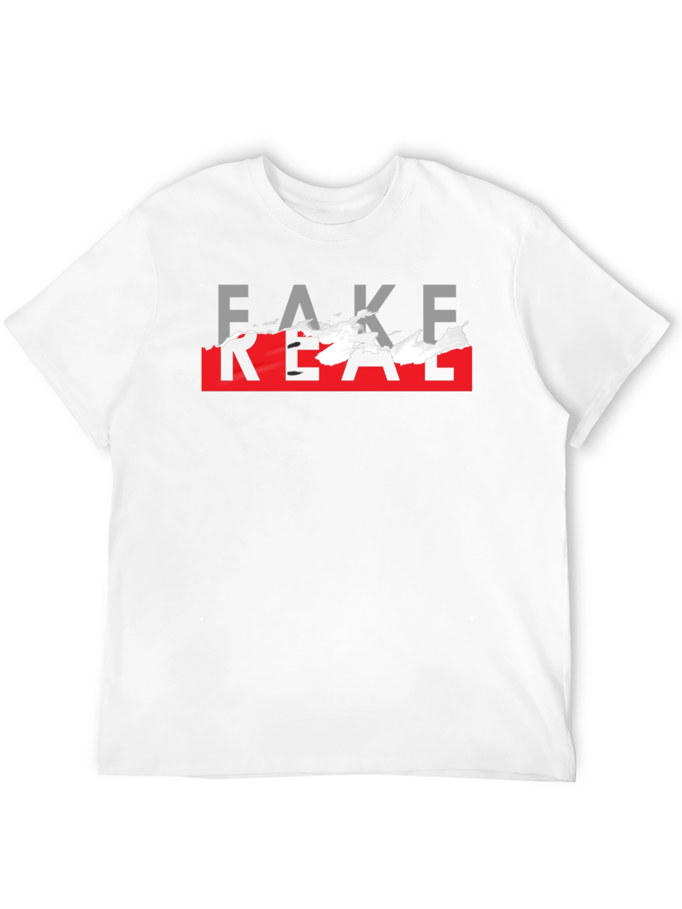 Black Fake Real Graphic T-Shirt - Trendy Streetwear view 12