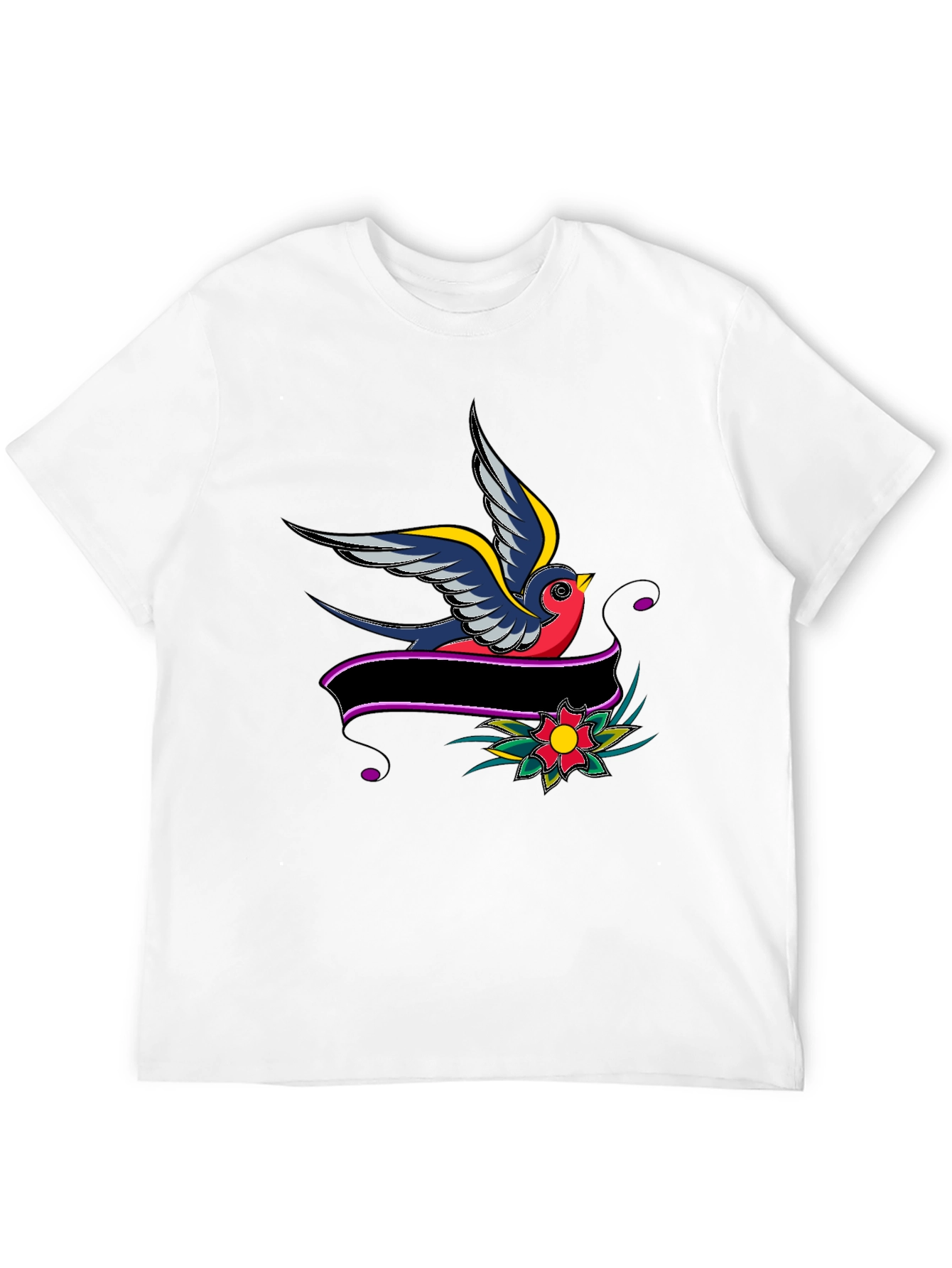 Black Swallow & Banner Graphic Black T-Shirt view 12
