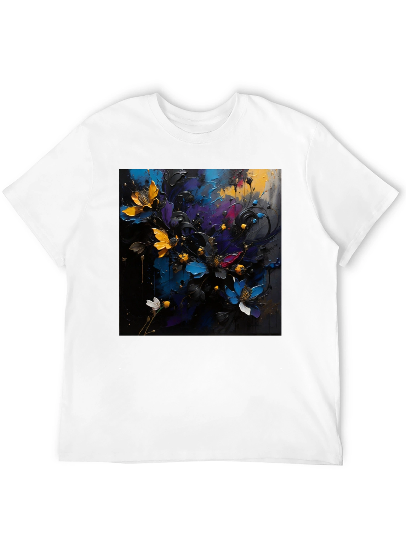 Black Floral Art T-Shirt - Bold Expression view 12