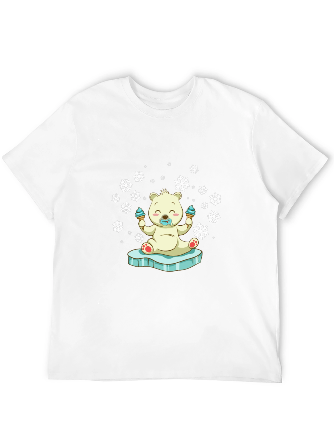 Black Cute Polar Bear Ice Cream T-Shirt view 12