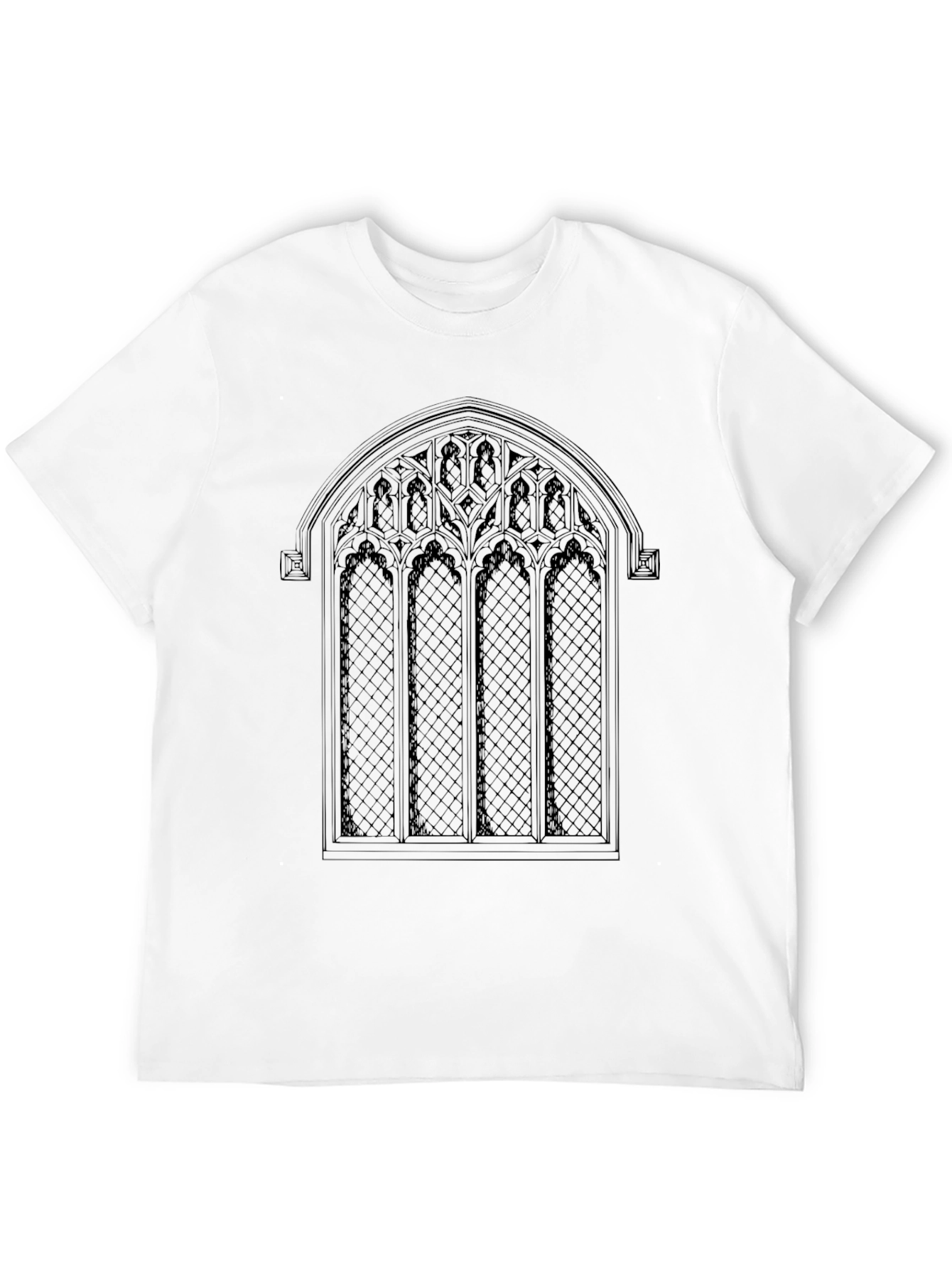 Black Gothic Window T-Shirt - Elegant Architectural Design view 12