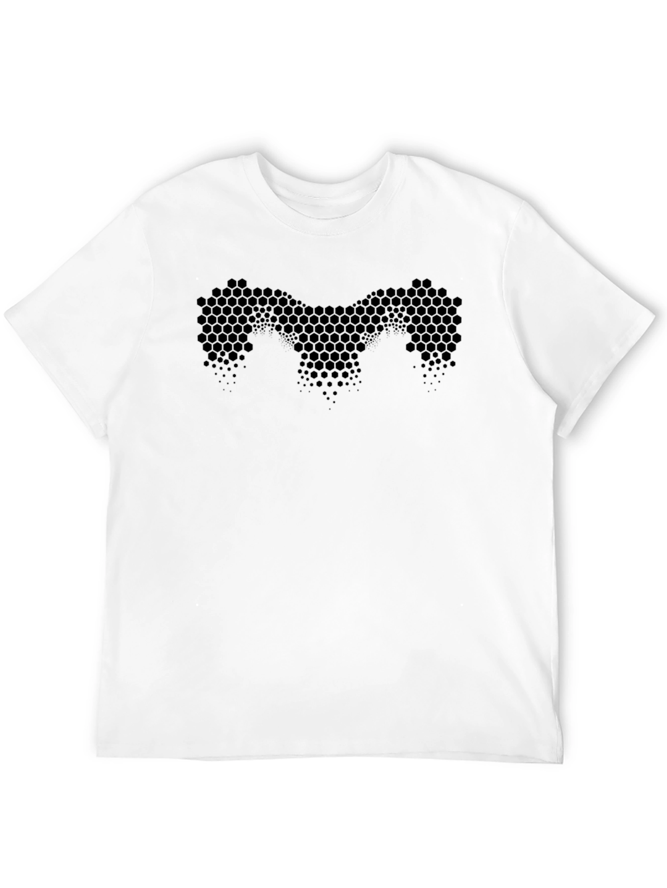 Black Honeycomb Patterned Men's Black T-Shirt view 12