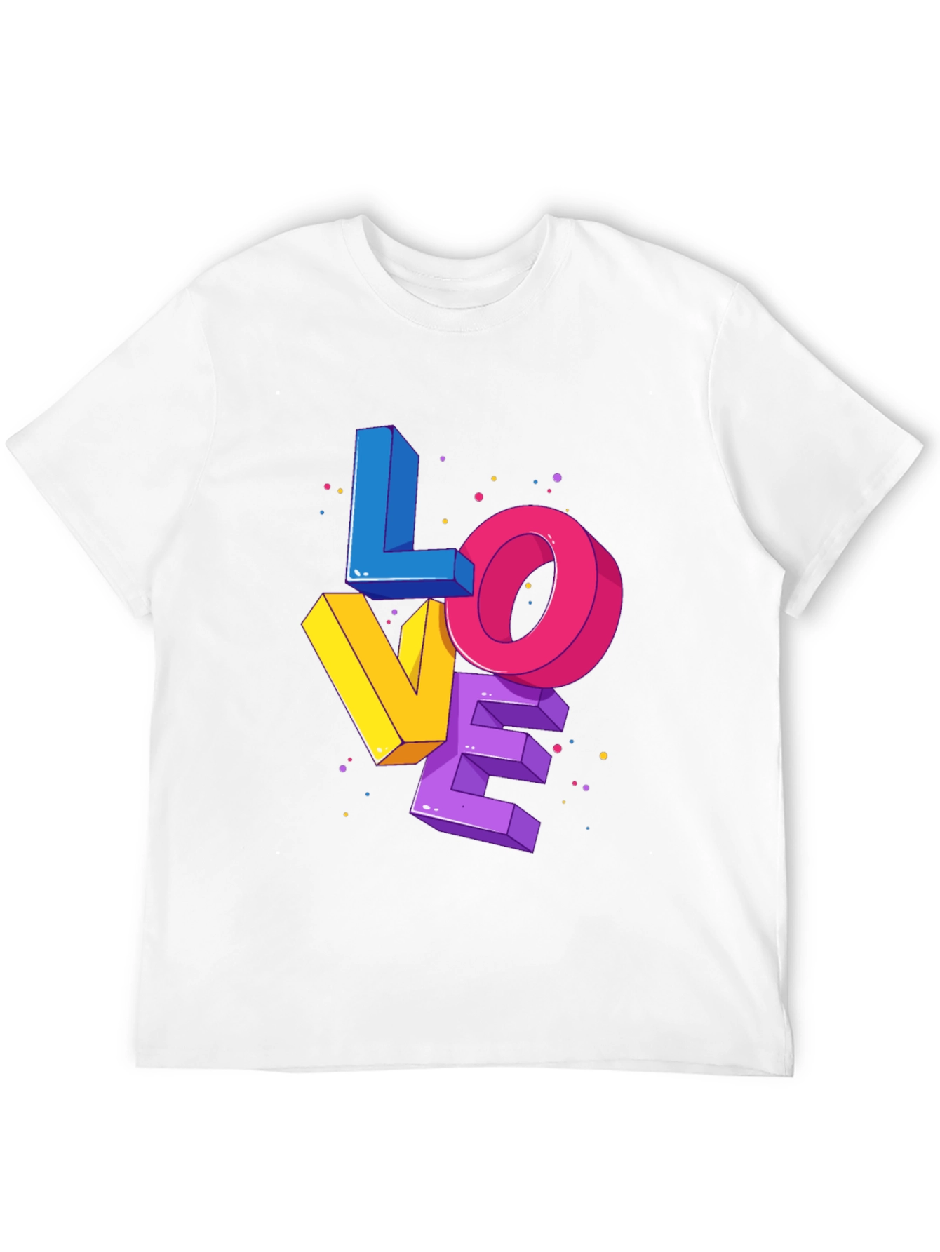 Black Colorful 3D Love Graphic Print Black T-Shirt view 12