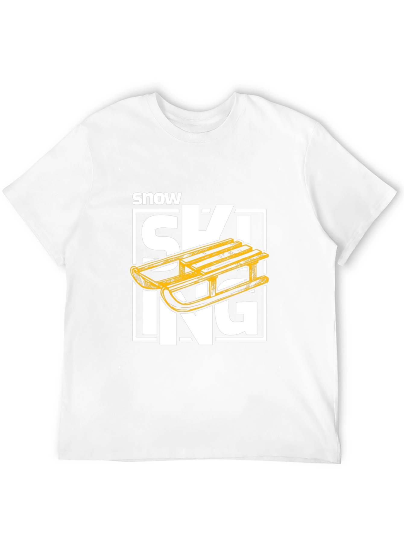 Black Snow Skiing Sled Graphic Tee - Winter Sport T-Shirt view 12