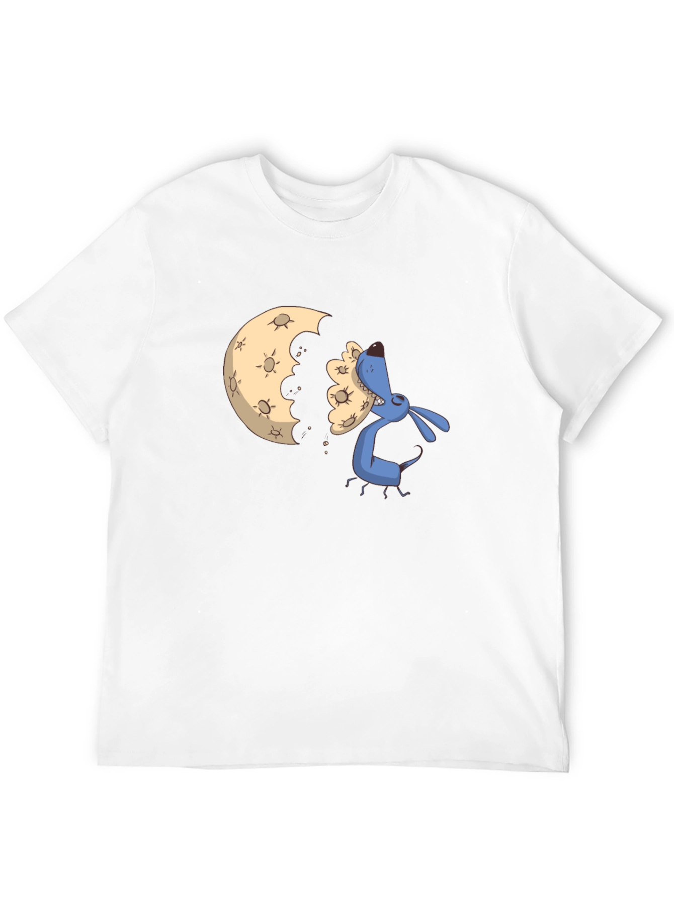 Black Cartoon Moon Eating Dog Black T-Shirt view 12