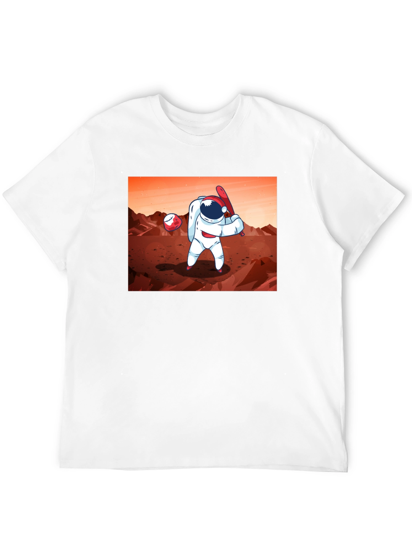 Black Astronaut Baseball on Mars Graphic T-Shirt view 12