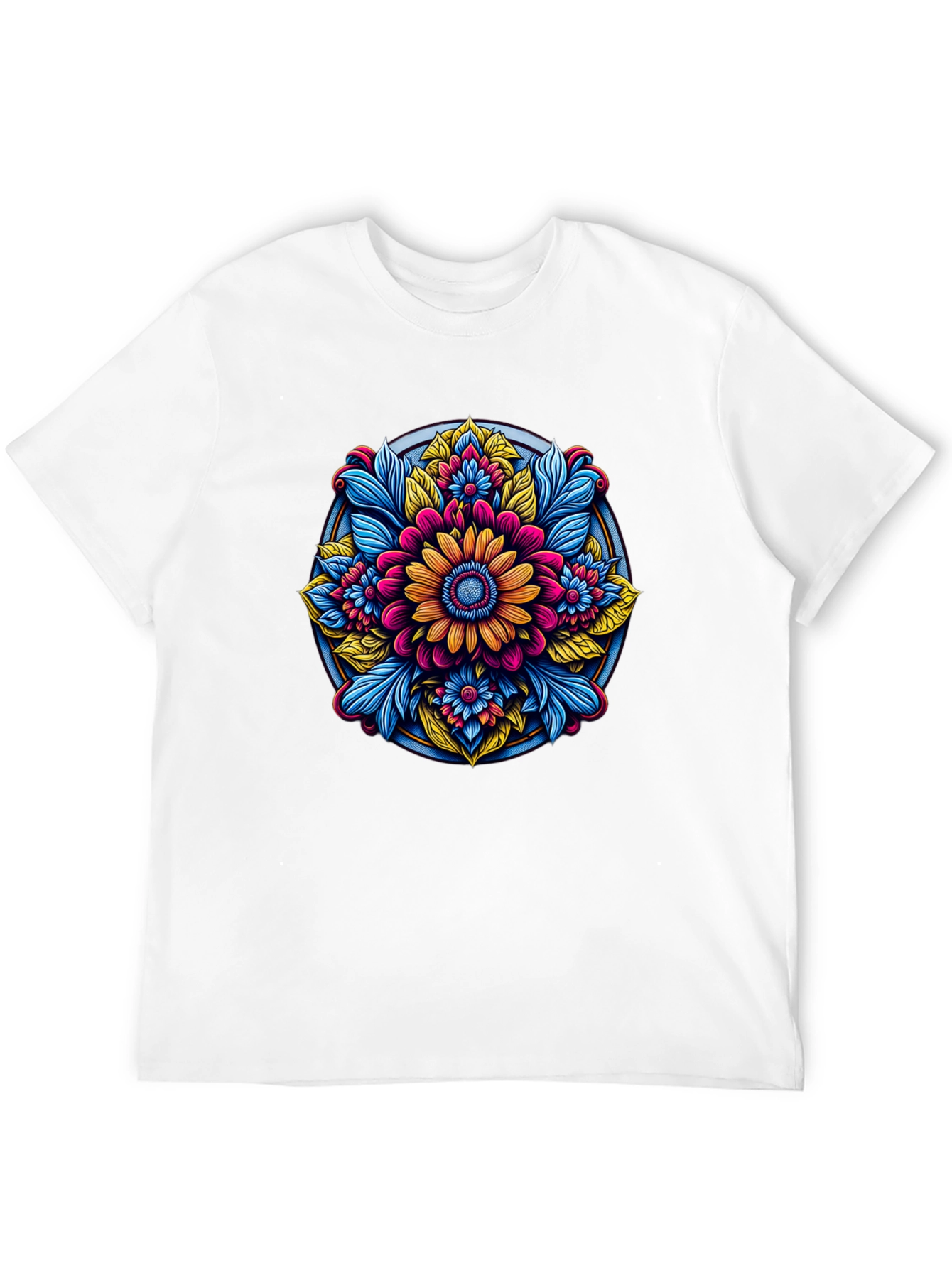 Black Floral Mandala Graphic Black T-Shirt view 12