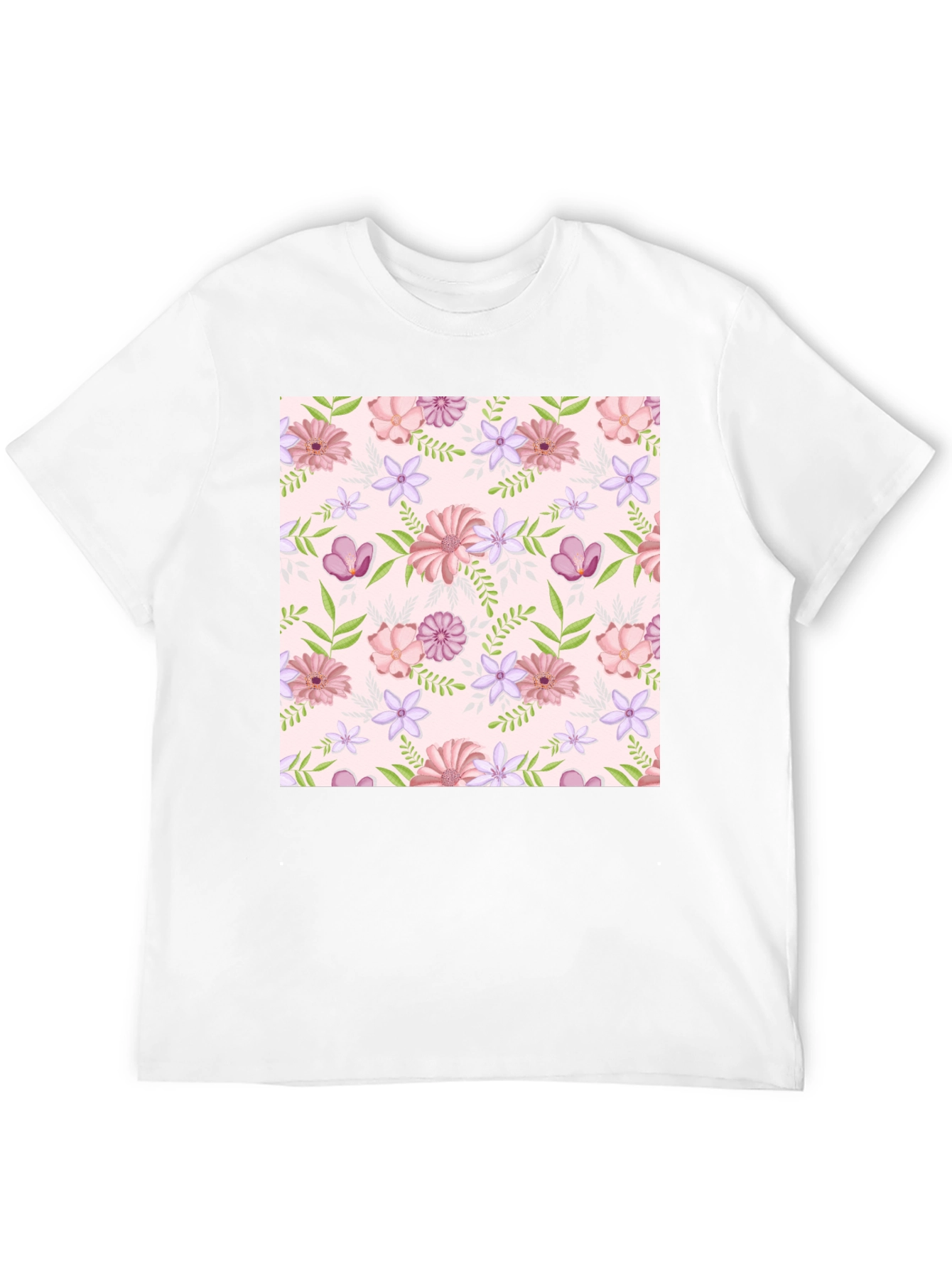 Black Floral Pattern T-Shirt - Black Casual Tee view 12