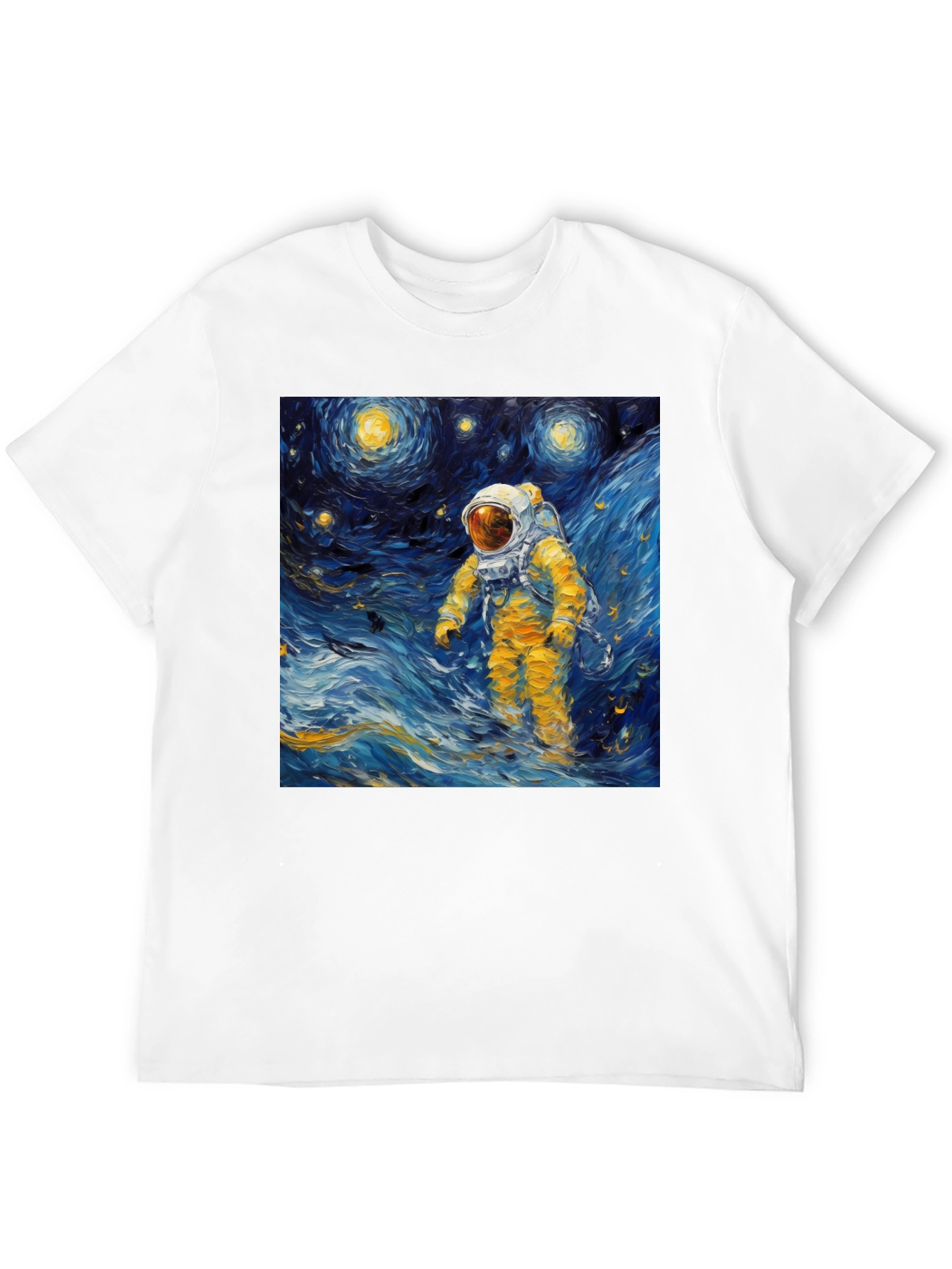Black Starry Night Astronaut Graphic Tee view 12