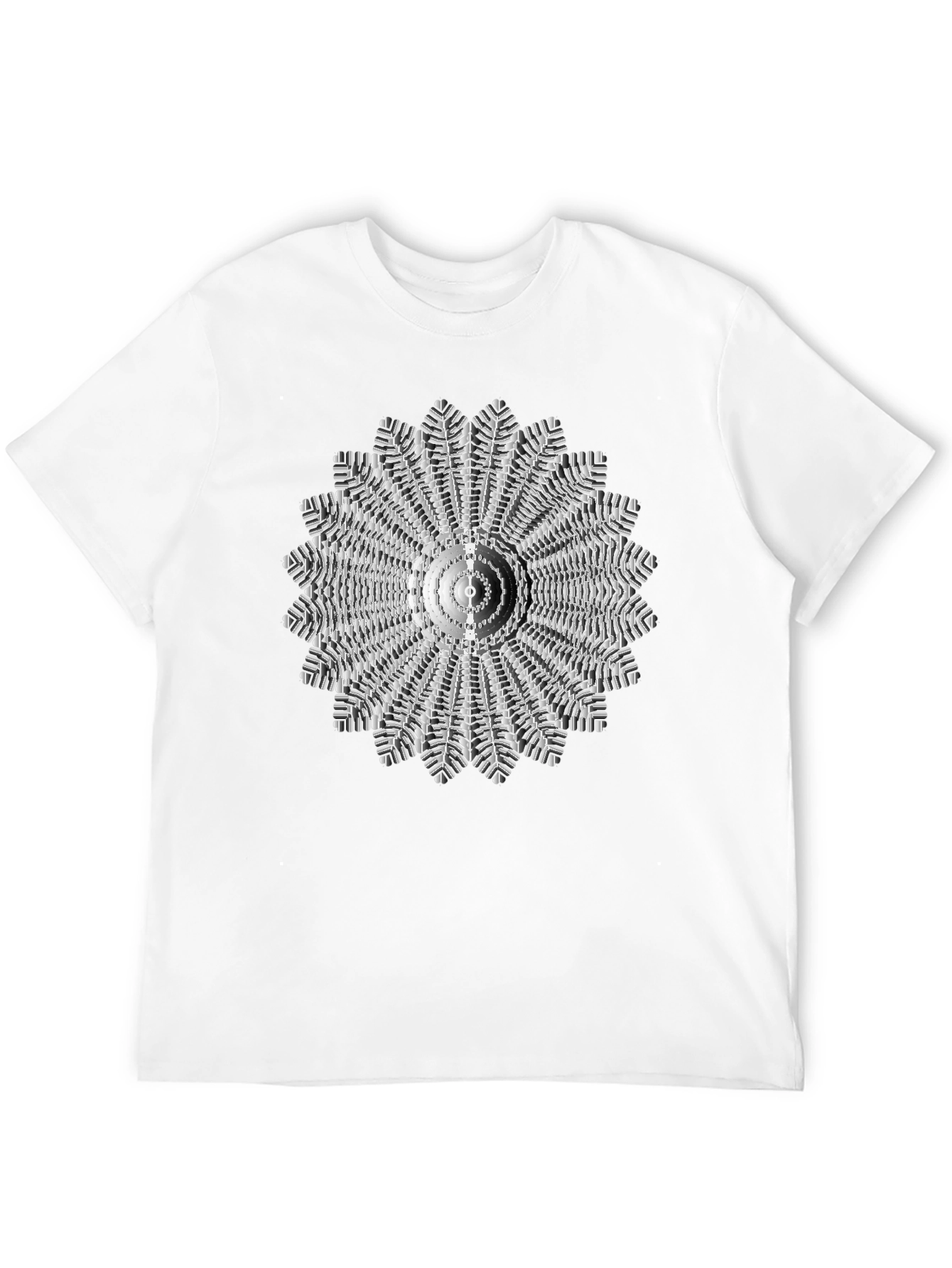 Black Abstract Radial Design Black T-Shirt view 12