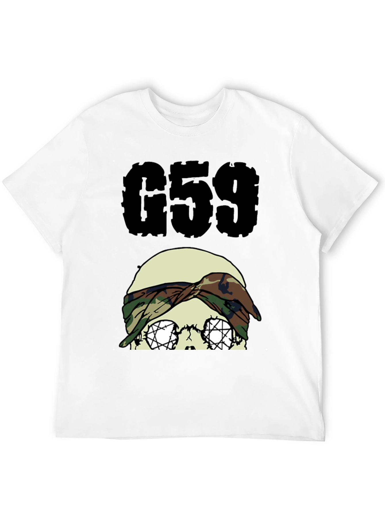 G59 Skull Camo Headband Black Graphic Tee - 12