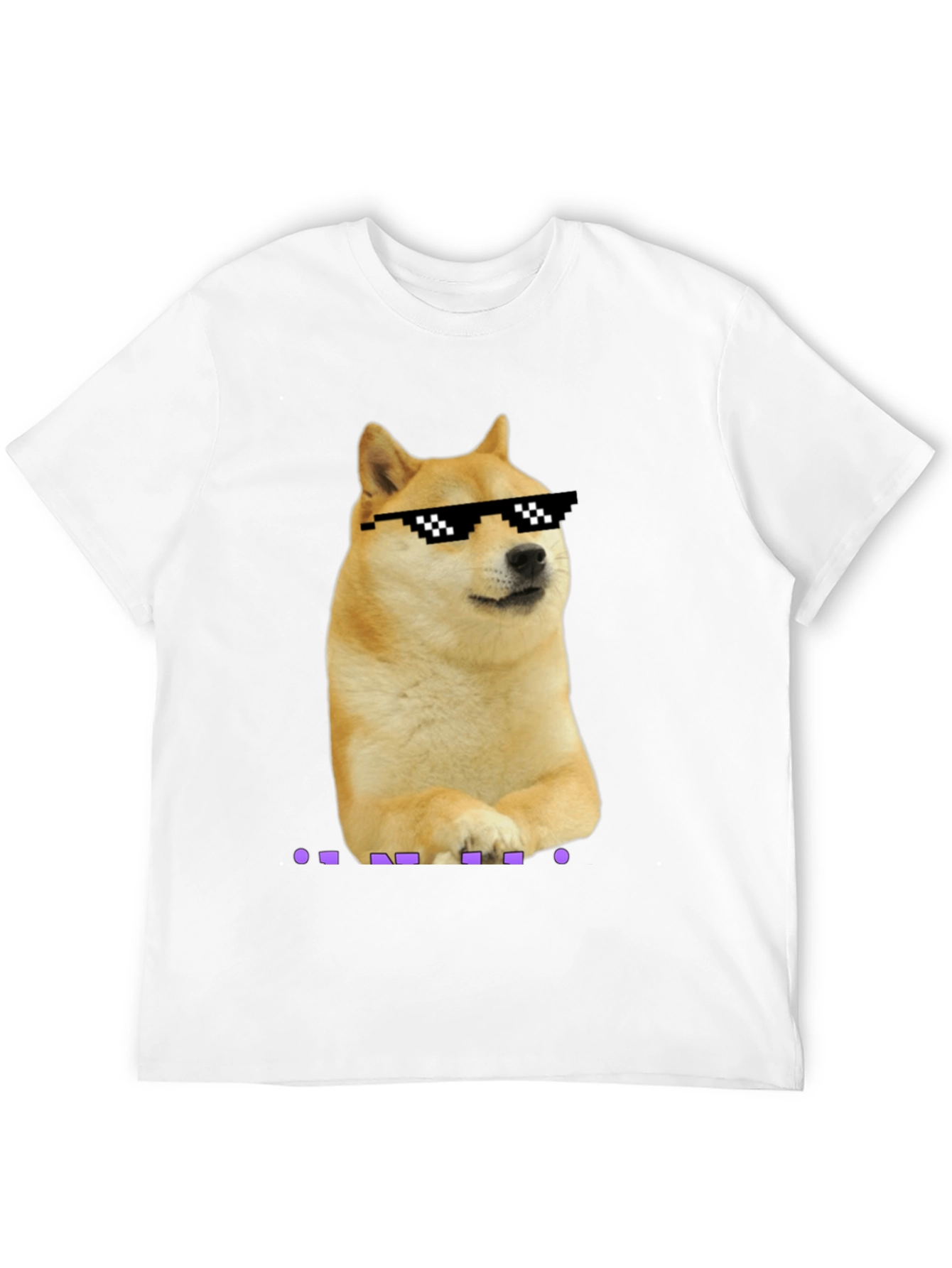 Black Doge Meme Pixel Sunglasses T-Shirt - Black view 12
