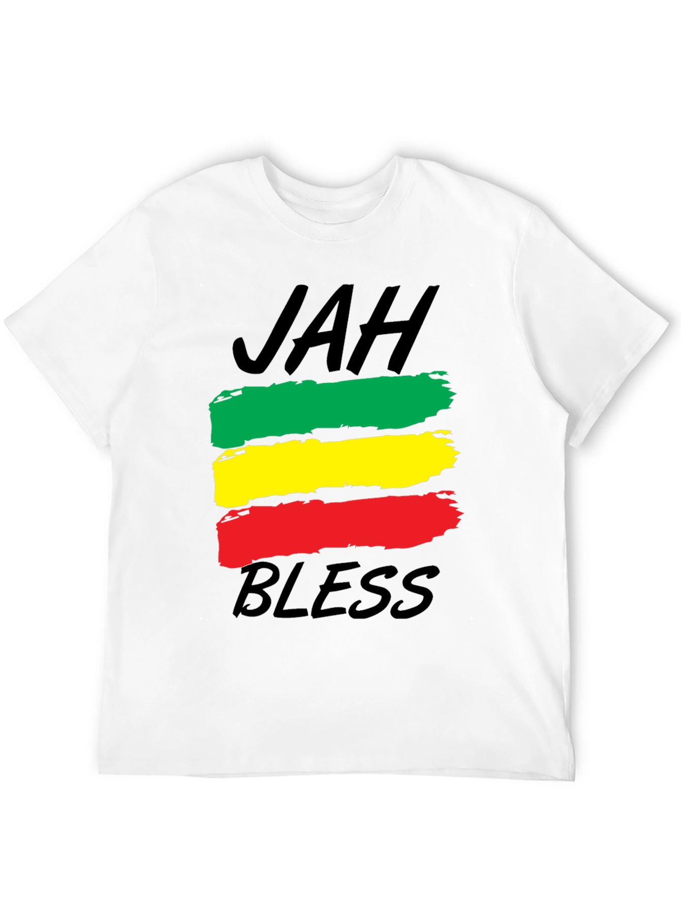 Black Rasta Reggae Jah Bless T-Shirt - Black view 12