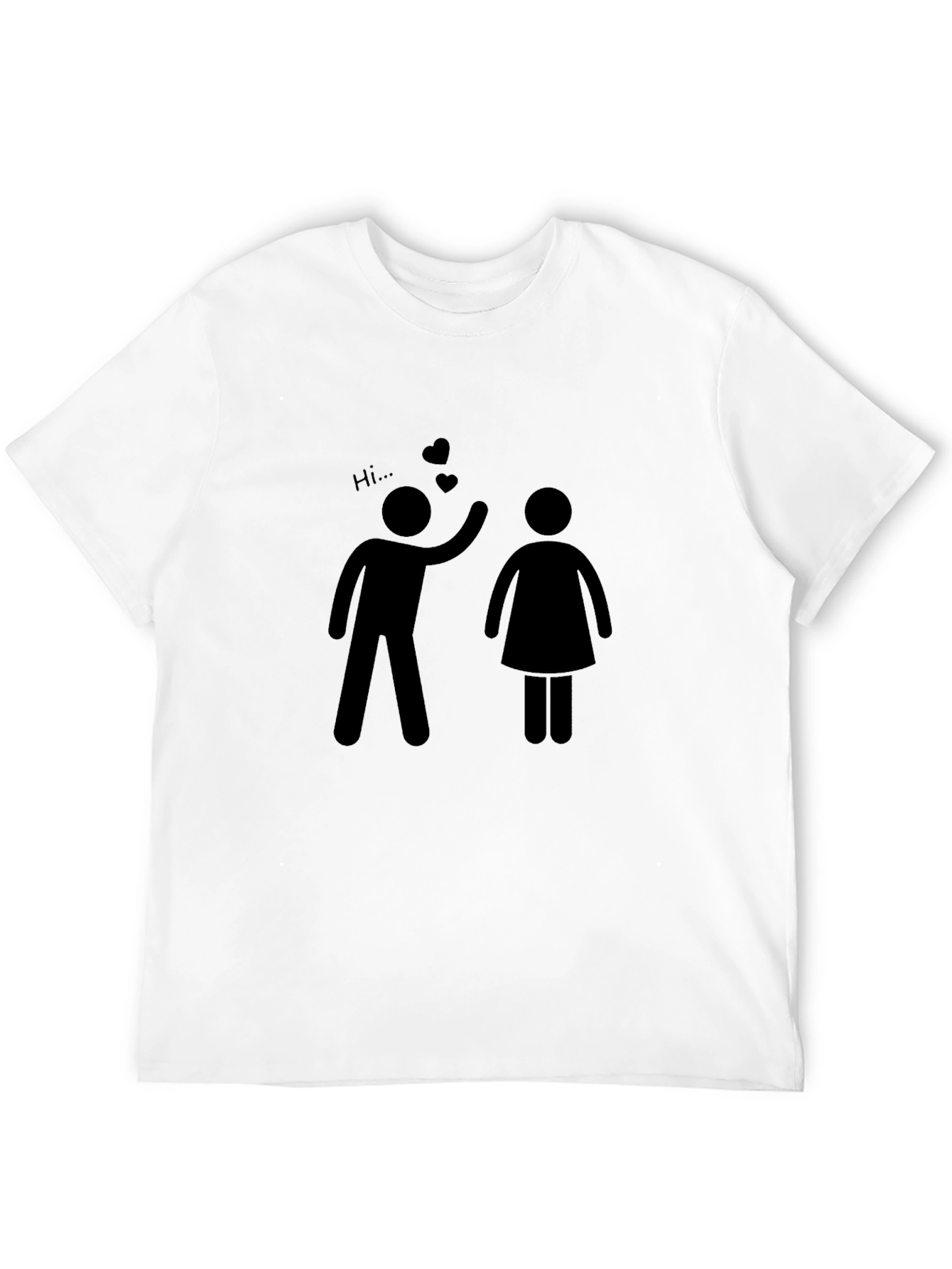 Black Stick Figure Love Graphic Tee - Black Cotton T-Shirt view 12