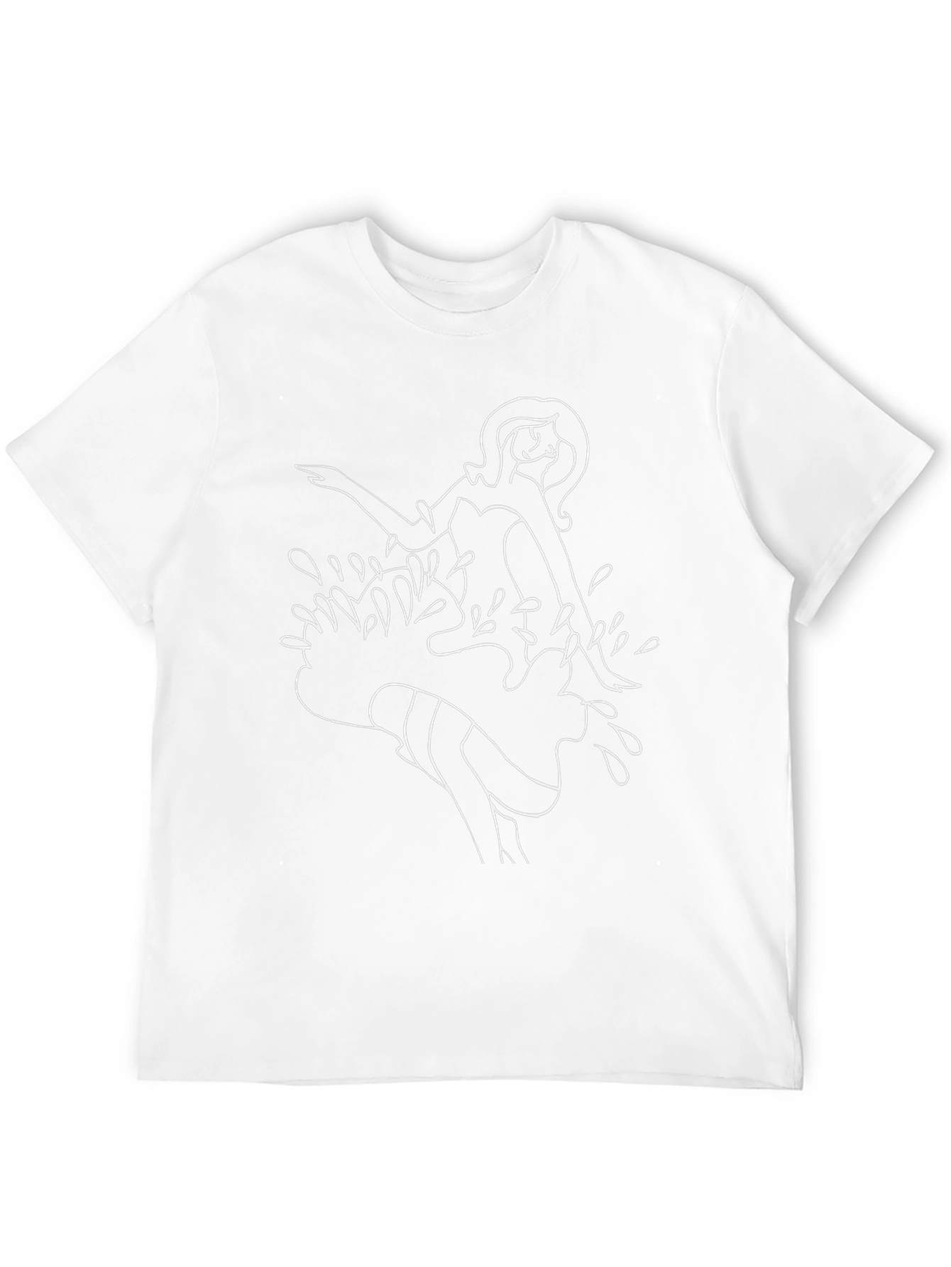 Black Unique Black Tee with Line Art Woman in Water Graphic view 12