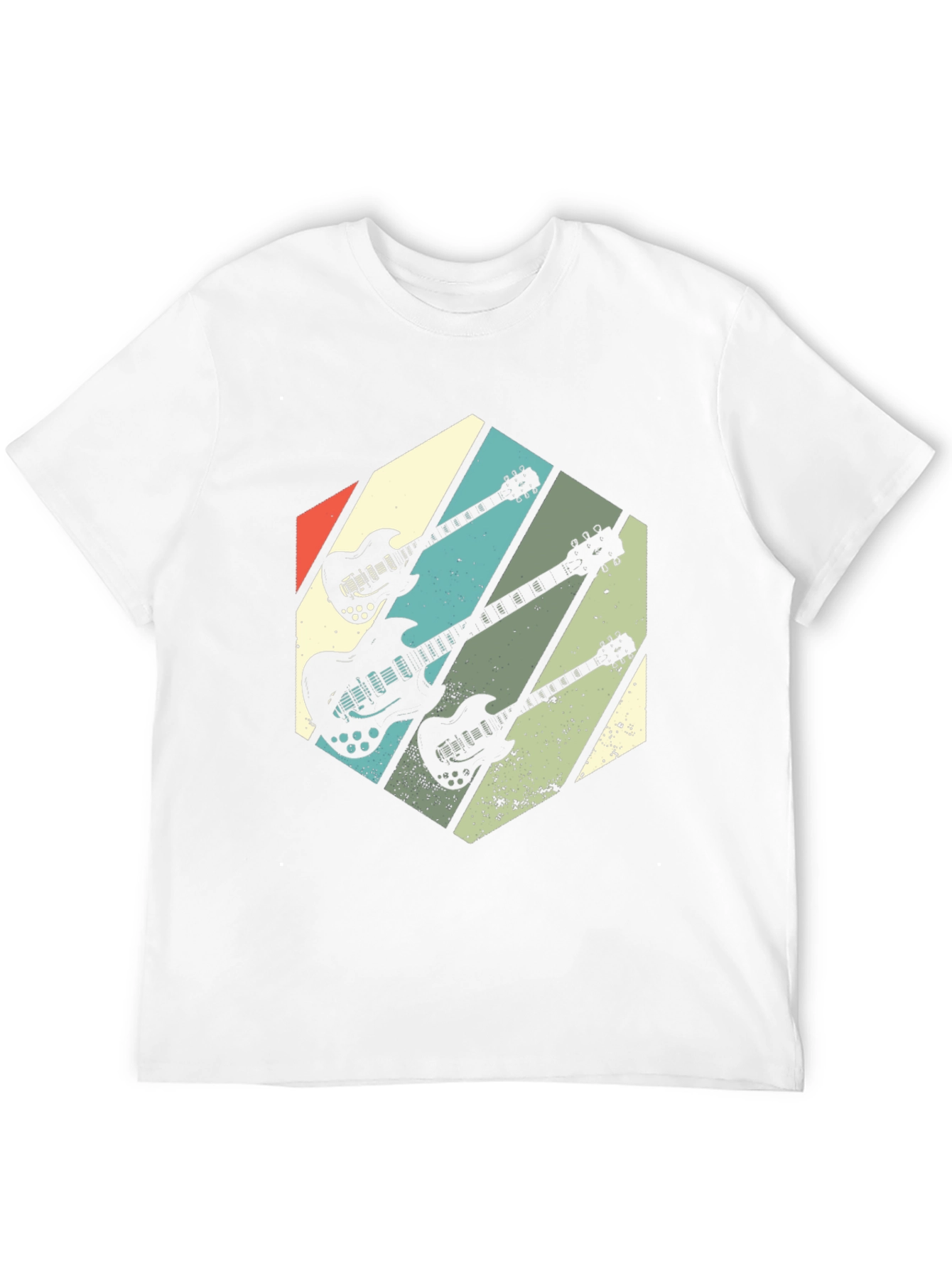 Black Retro Guitar Graphic T-Shirt - Vintage Rock Style view 12