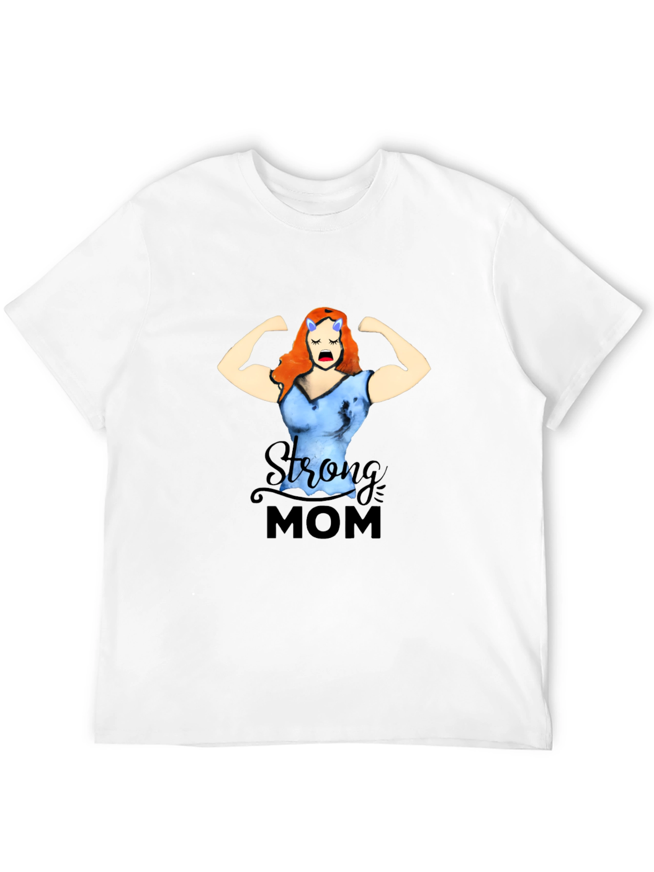 Black Strong Mom Graphic Tee - Black Cotton Blend T-Shirt view 12