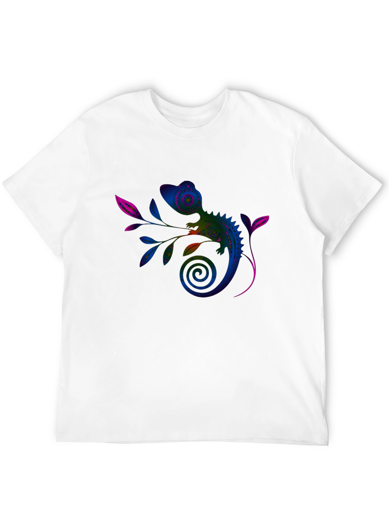 Black Vivid Chameleon Graphic Tee - Black Casual T-Shirt view 12