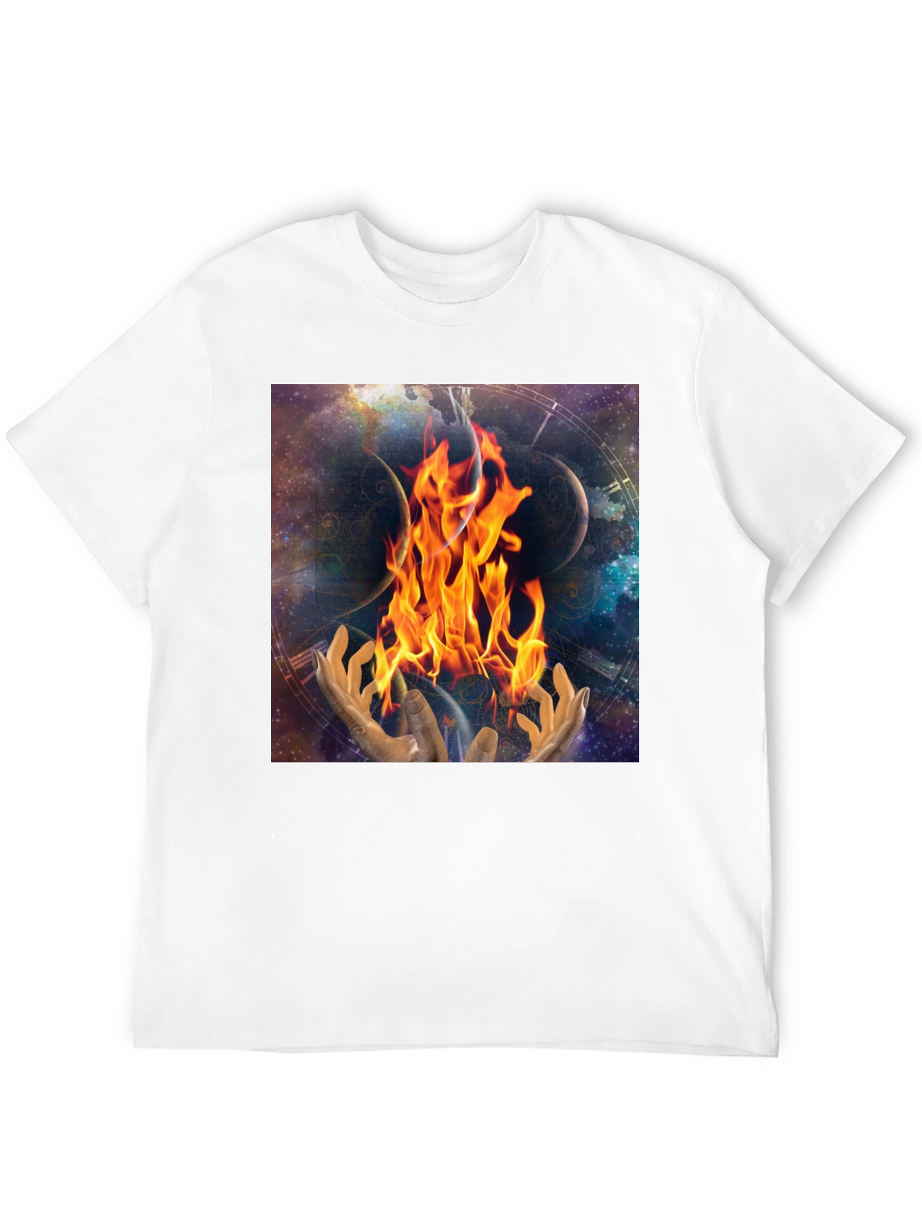 Black Cosmic Fire Black T-Shirt view 12