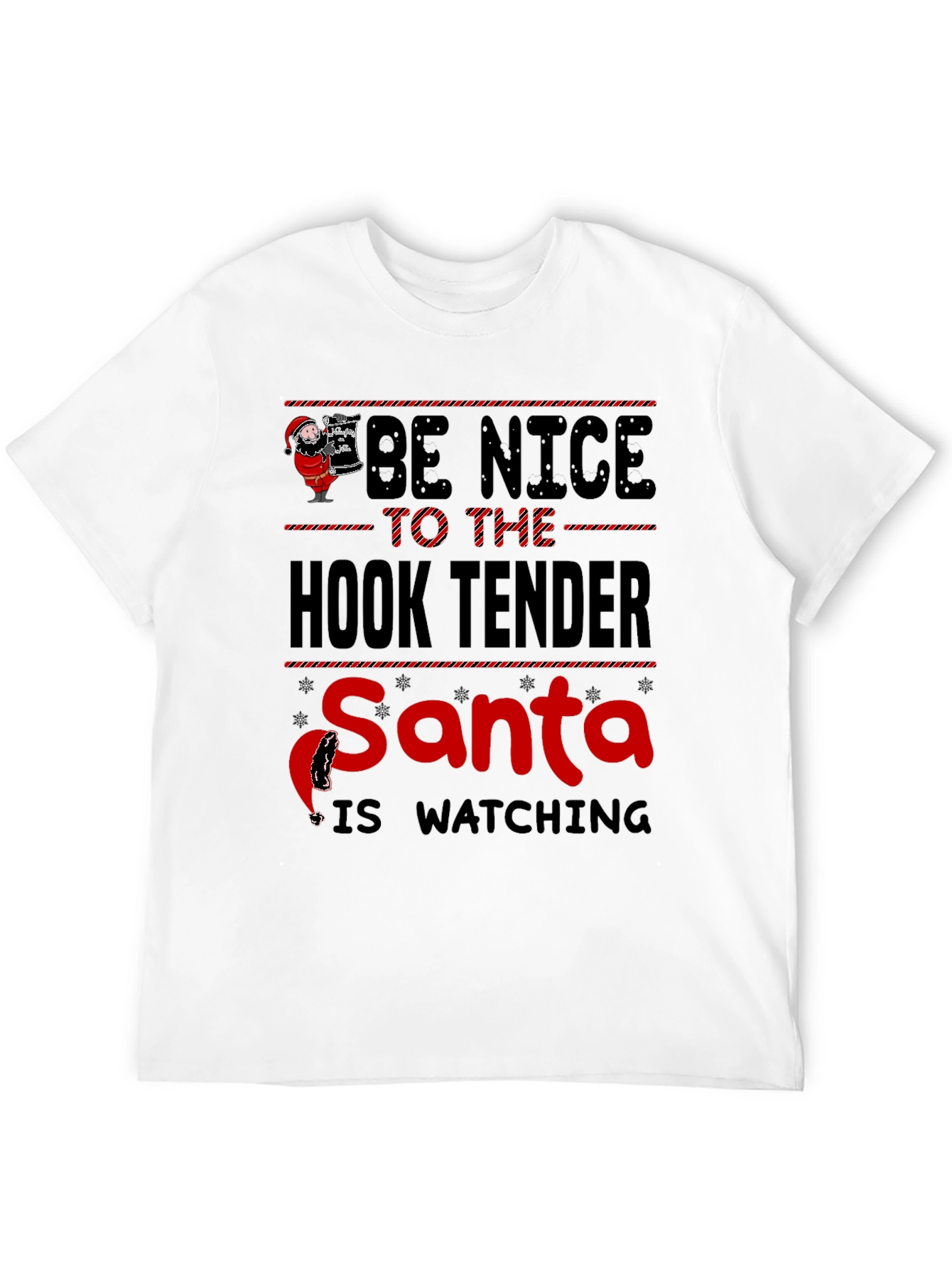 Black Be Nice to the Hook Tender Santa T-Shirt view 12