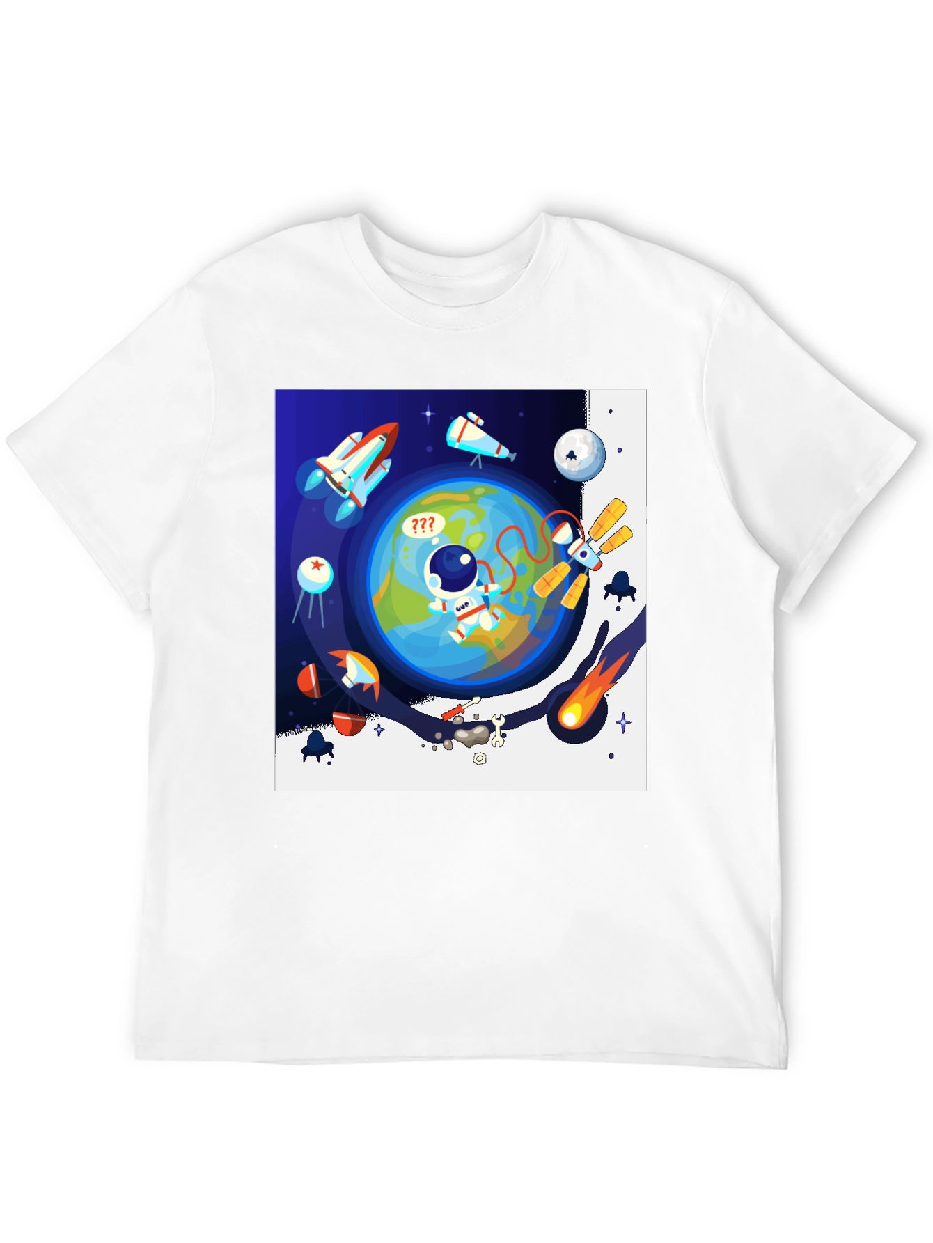 Black Astronaut in Space Graphic T-Shirt - Black view 12
