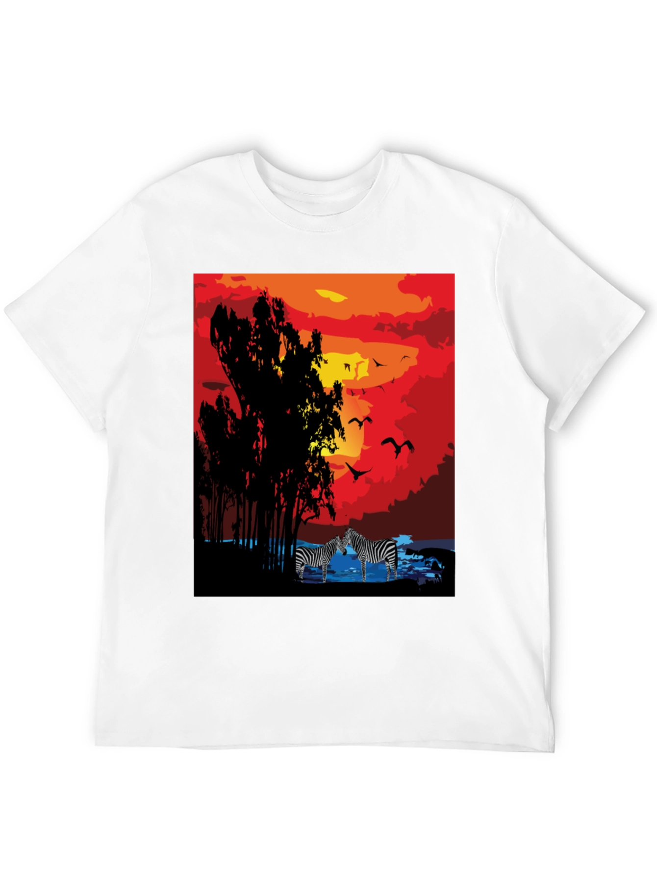 Black Sunset Zebra Graphic T-Shirt view 12