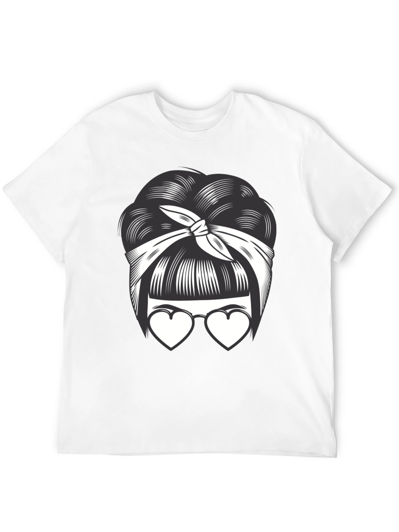 Black Bandana Bun & Heart Glasses Graphic T-Shirt view 12