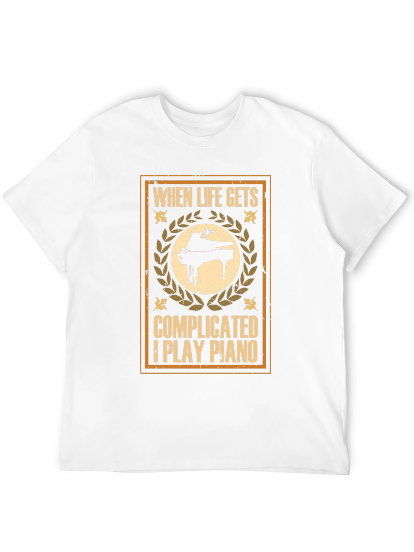 Black When Life Gets Complicated I Play Piano Graphic T-Shirt view 12